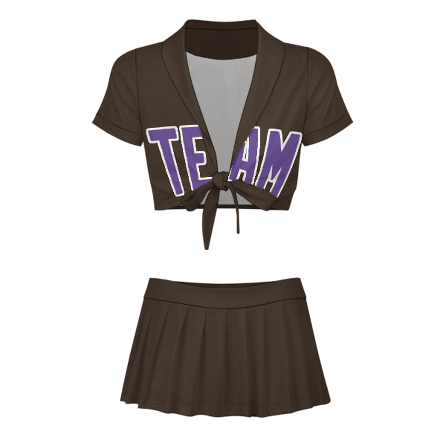 Maßgeschneidertes Braun Lavendel Cheerleader Outfit Set