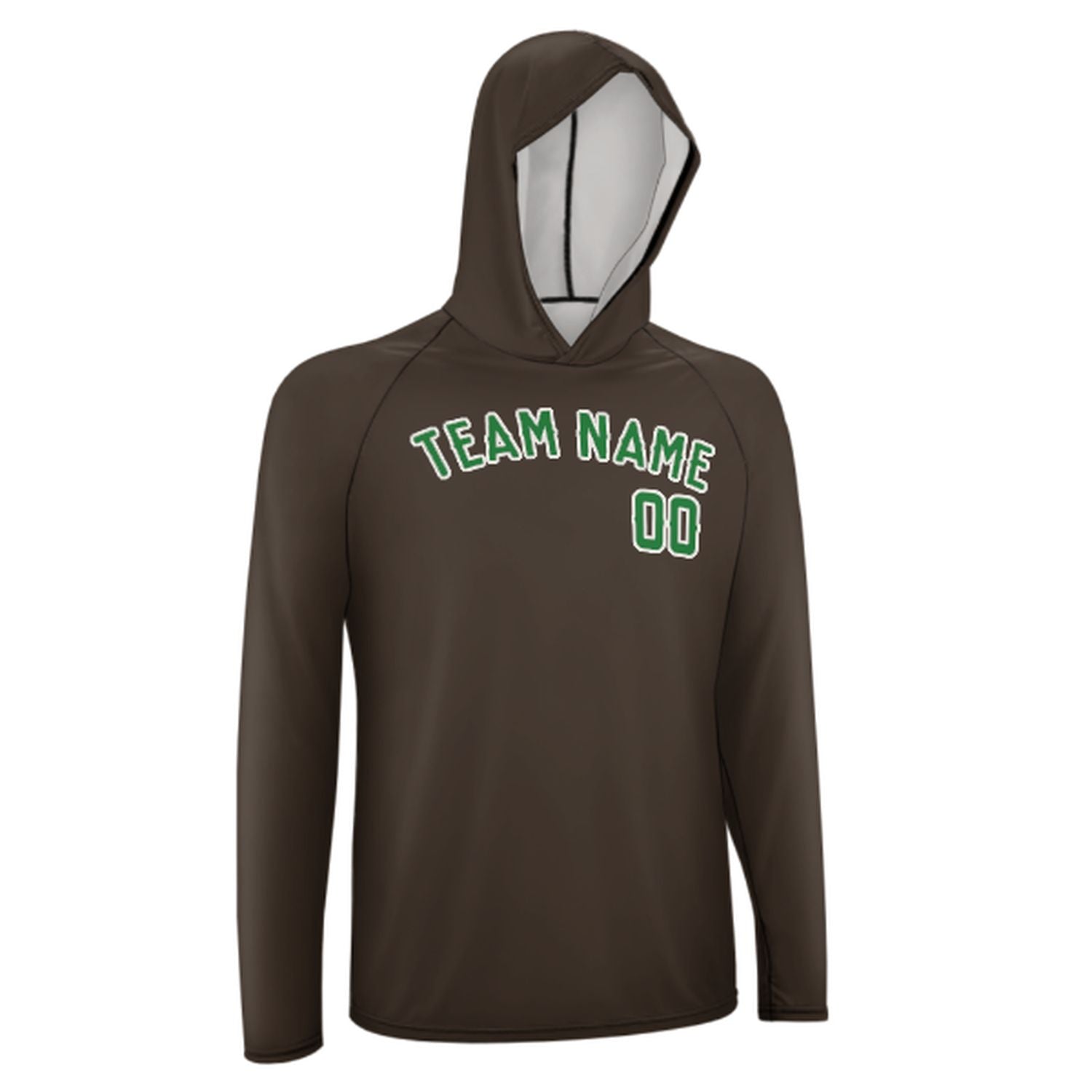 Maßgeschneidertes Braun Smaragdgrün UV-Hoodie