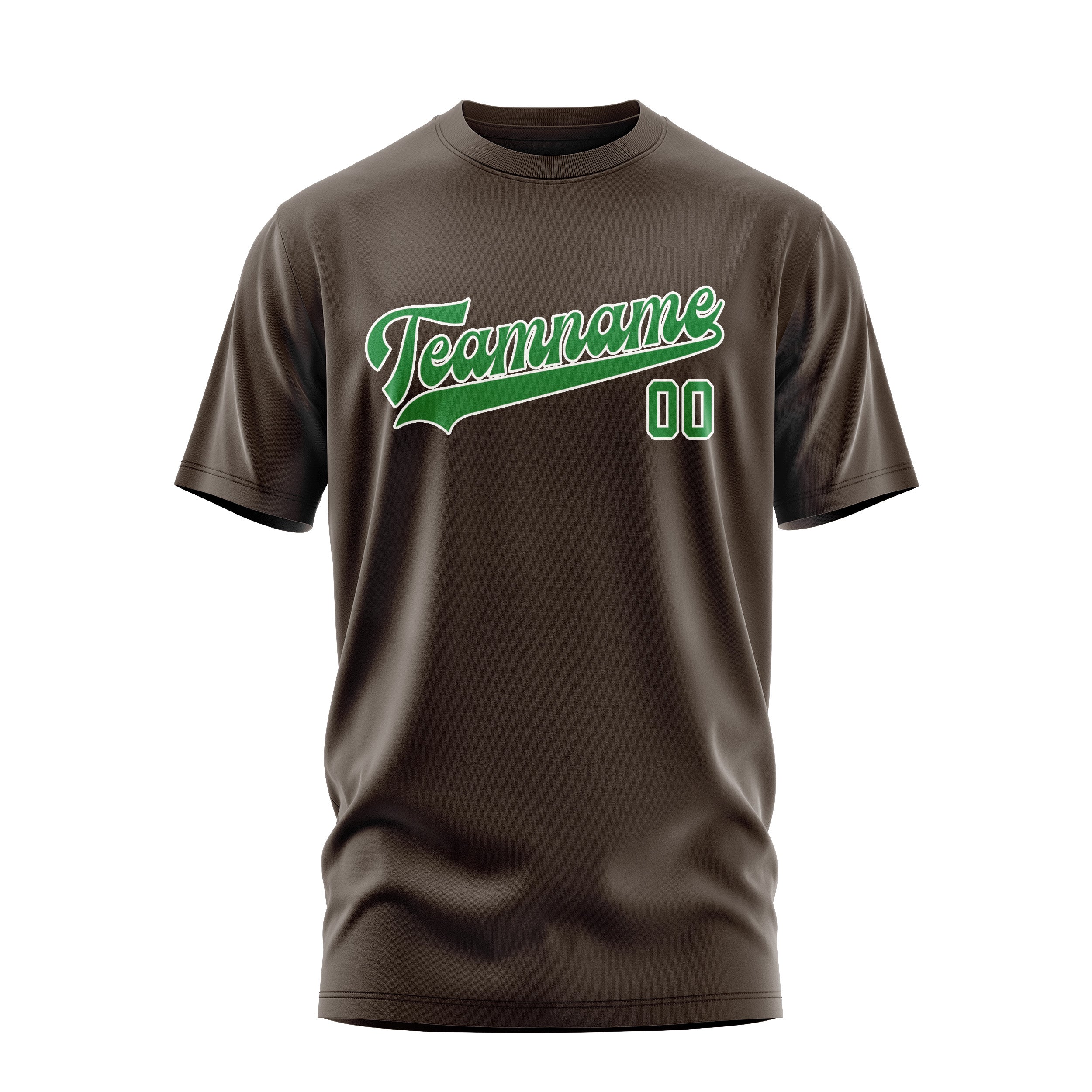 Maßgeschneidertes Braun Smaragdgrün T-Shirt