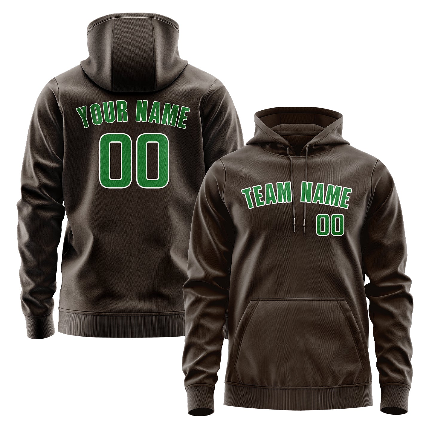 Maßgeschneidertes Braun Smaragdgrün Hoodie