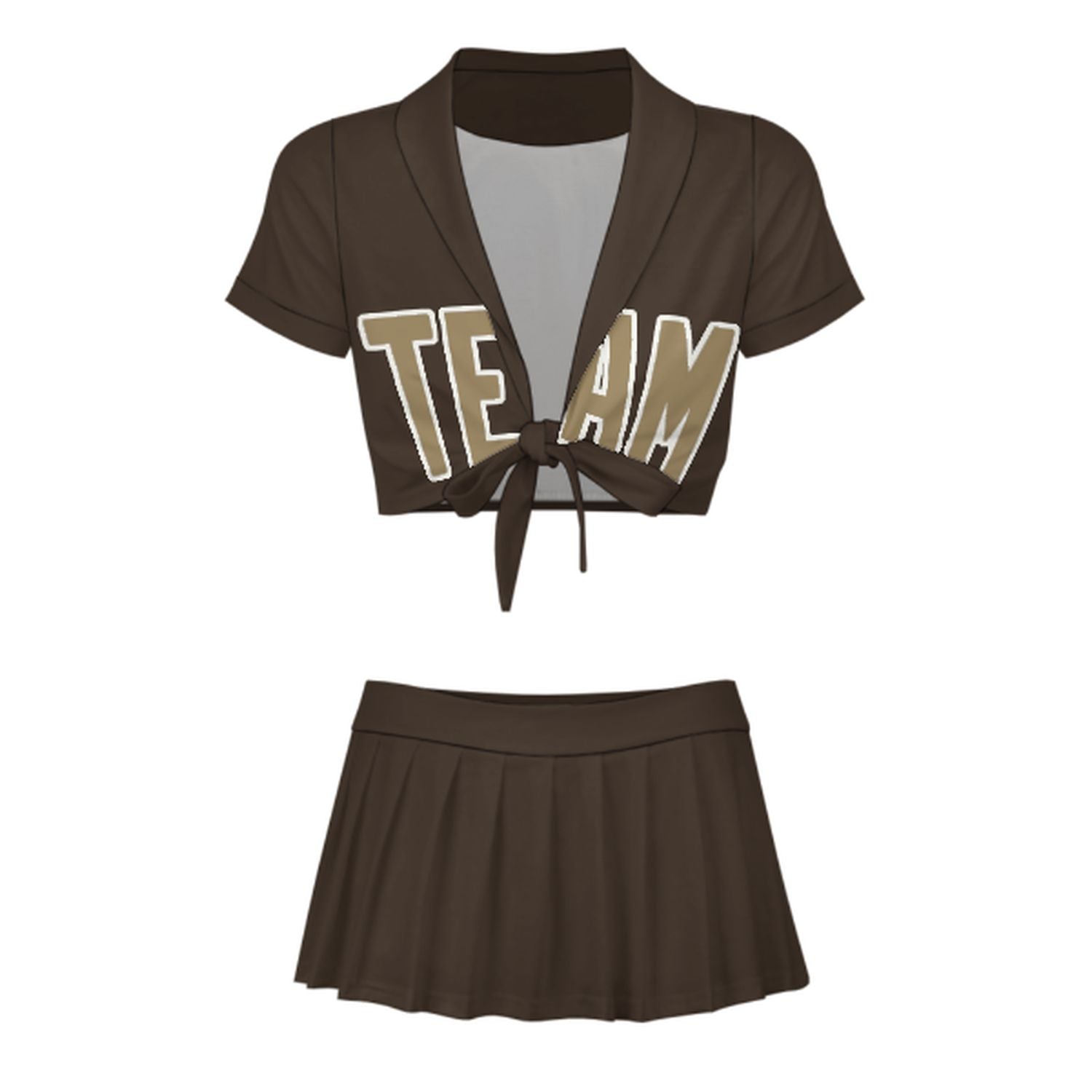 Maßgeschneidertes Braun Hellkhaki Cheerleader Outfit Set