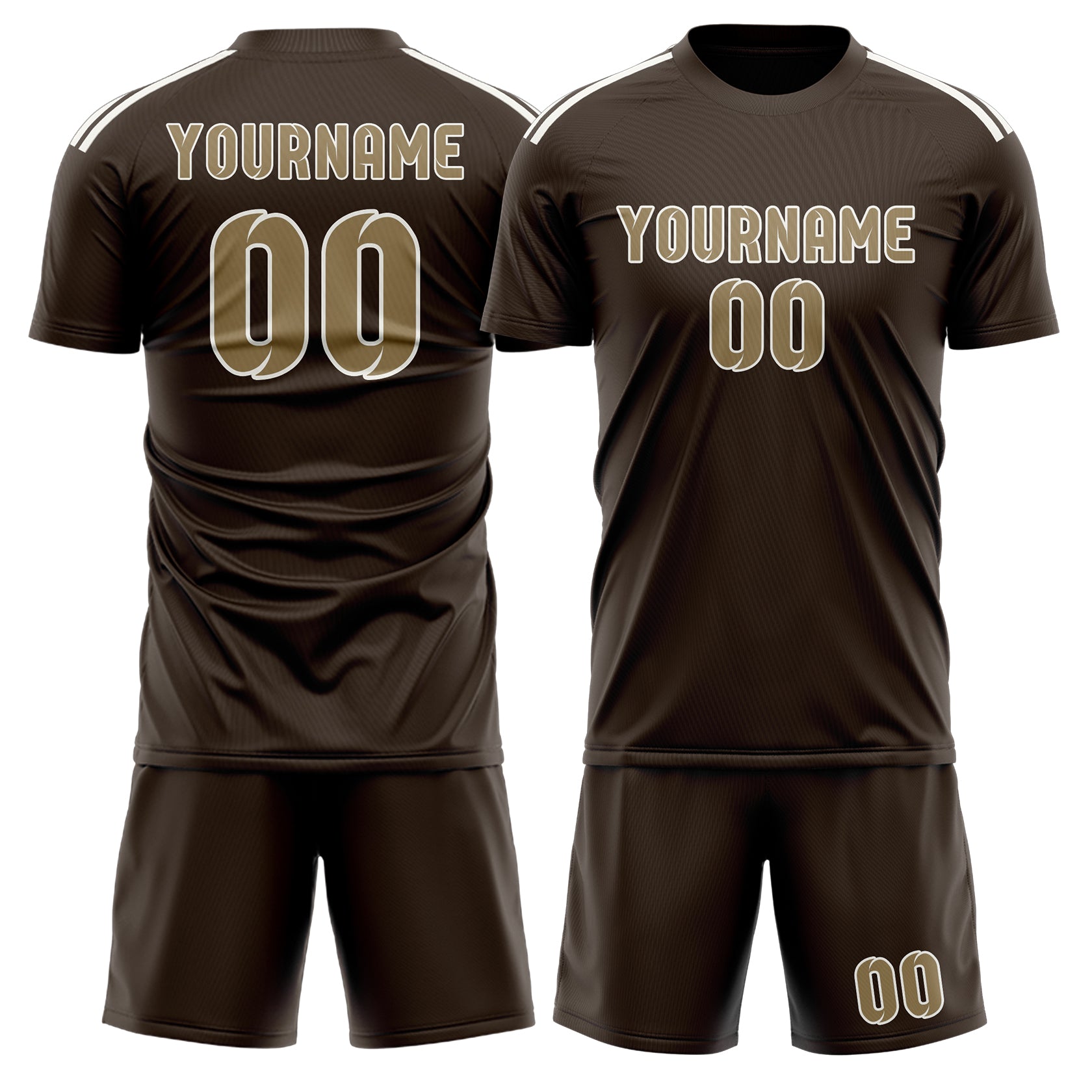 Maßgeschneidertes Professionelles Braun Hellkhaki Fußballtrikot-Set