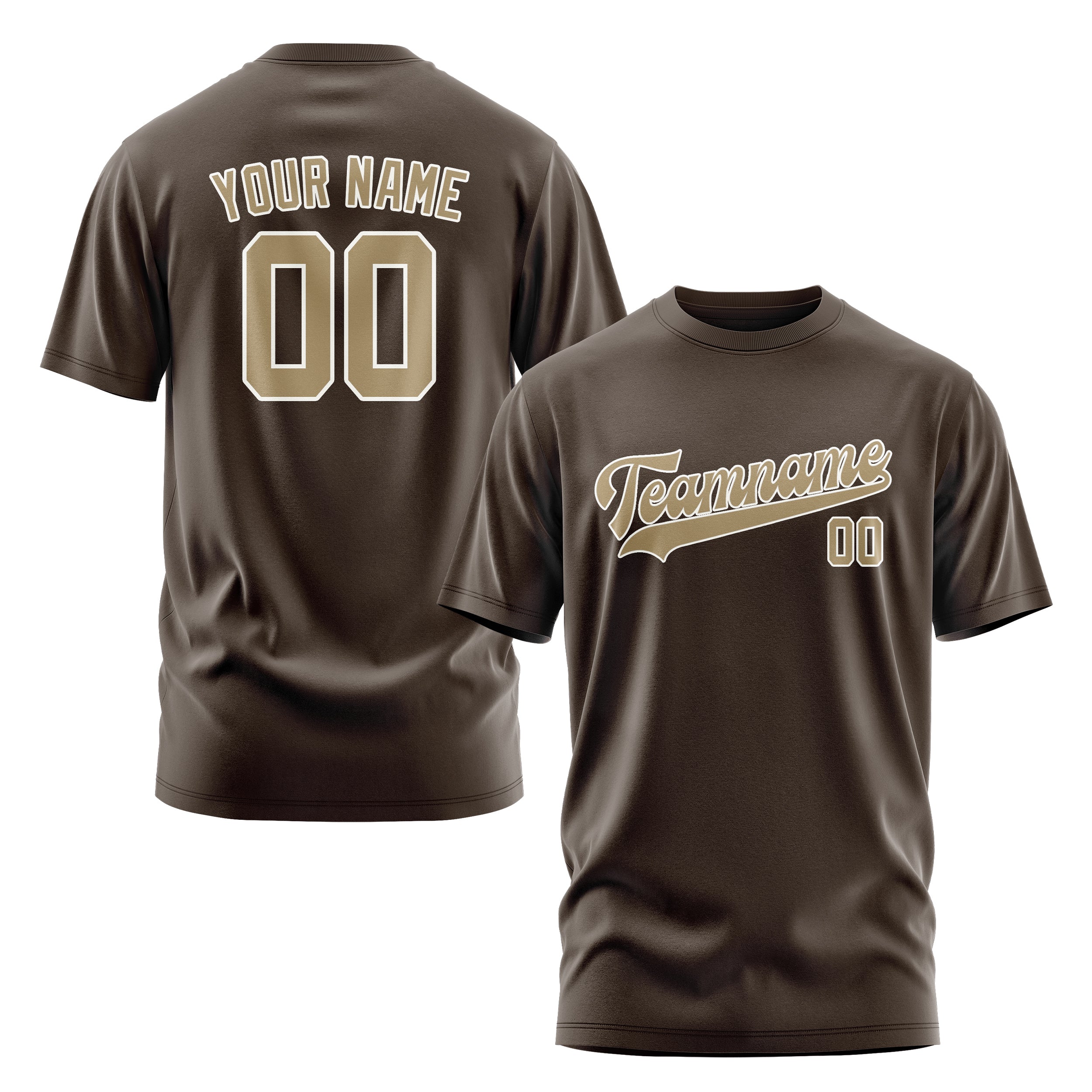 Maßgeschneidertes Braun Hellkhaki T-Shirt