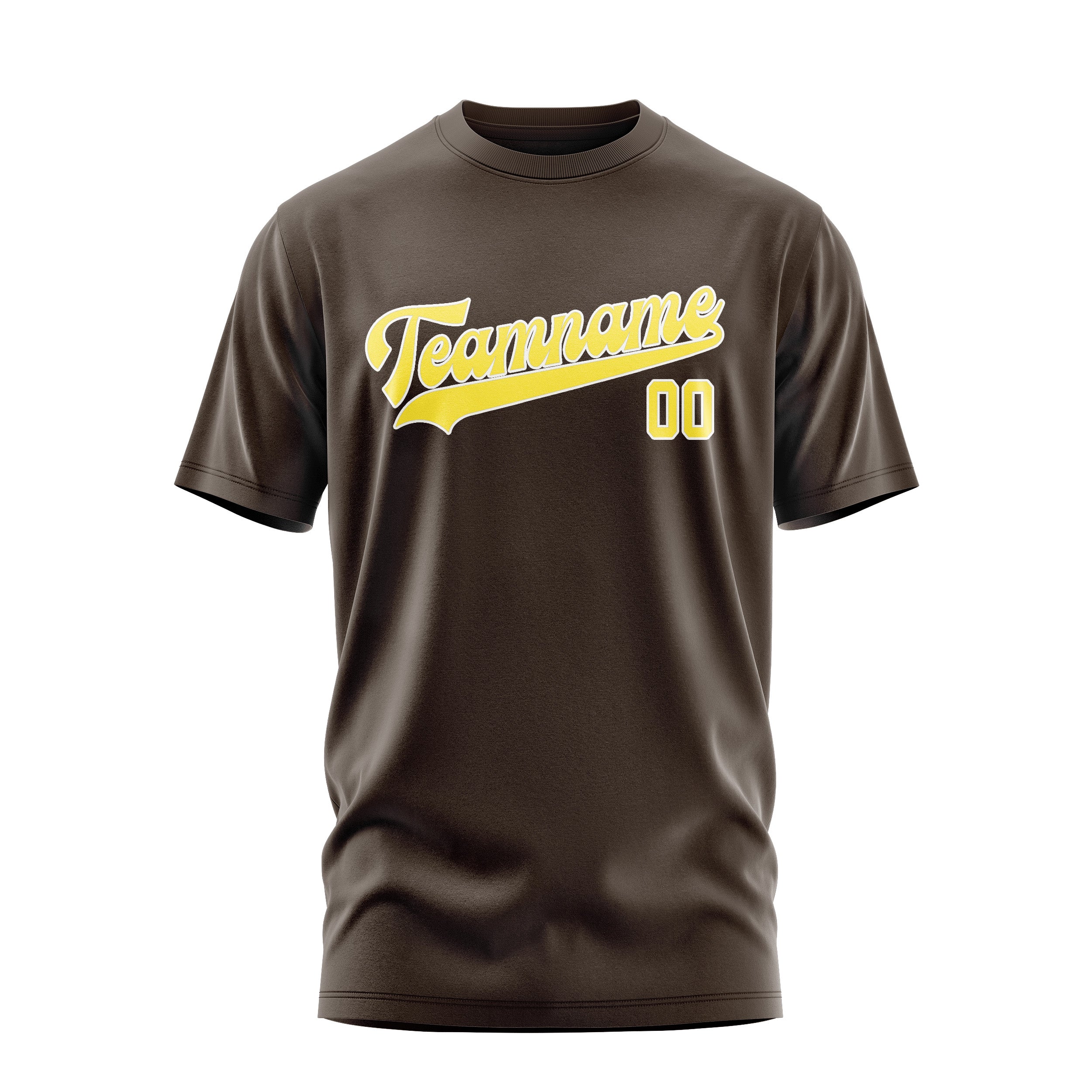 Maßgeschneidertes Braun Blassgelb T-Shirt