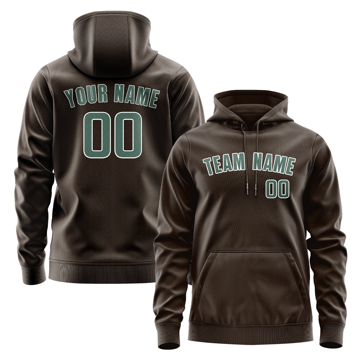 Maßgeschneidertes Braun Blaugrün Hoodie