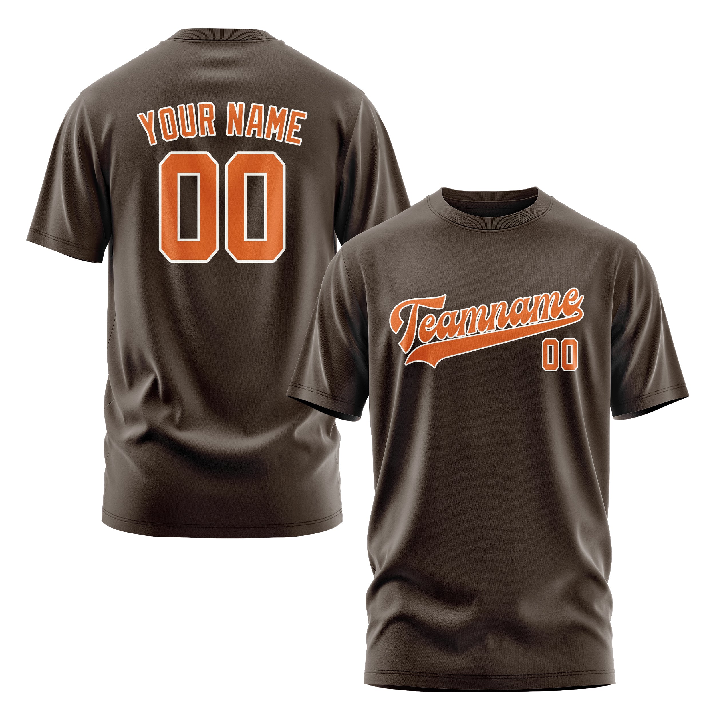 Maßgeschneidertes Braun Orange T-Shirt