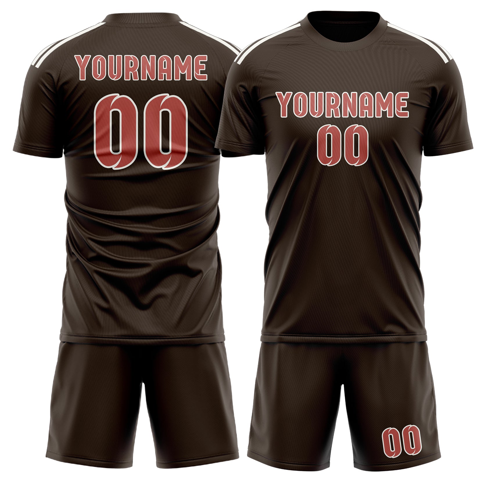 Maßgeschneidertes Professionelles Braun Kupferrose Fußballtrikot-Set