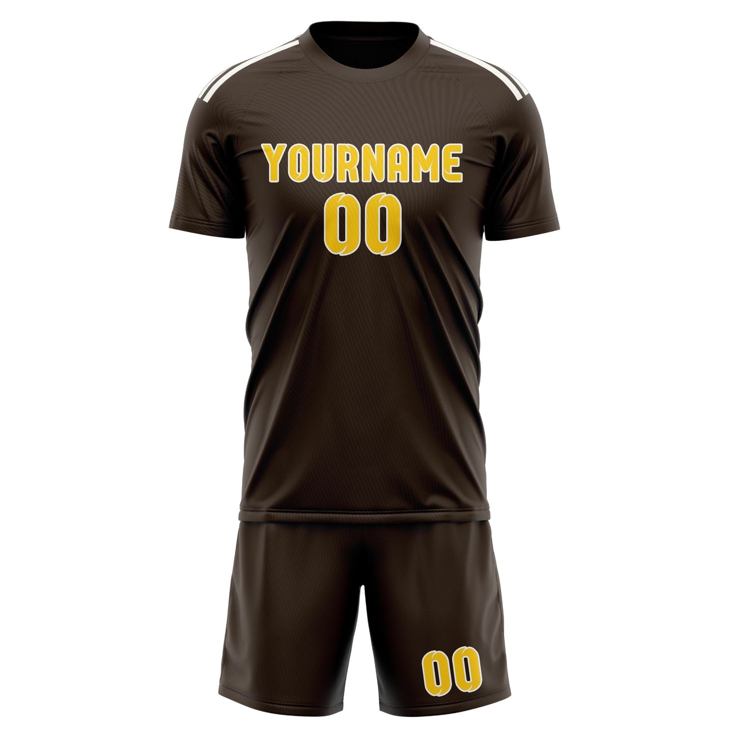 Maßgeschneidertes Professionelles Braun Gold Fußballtrikot-Set