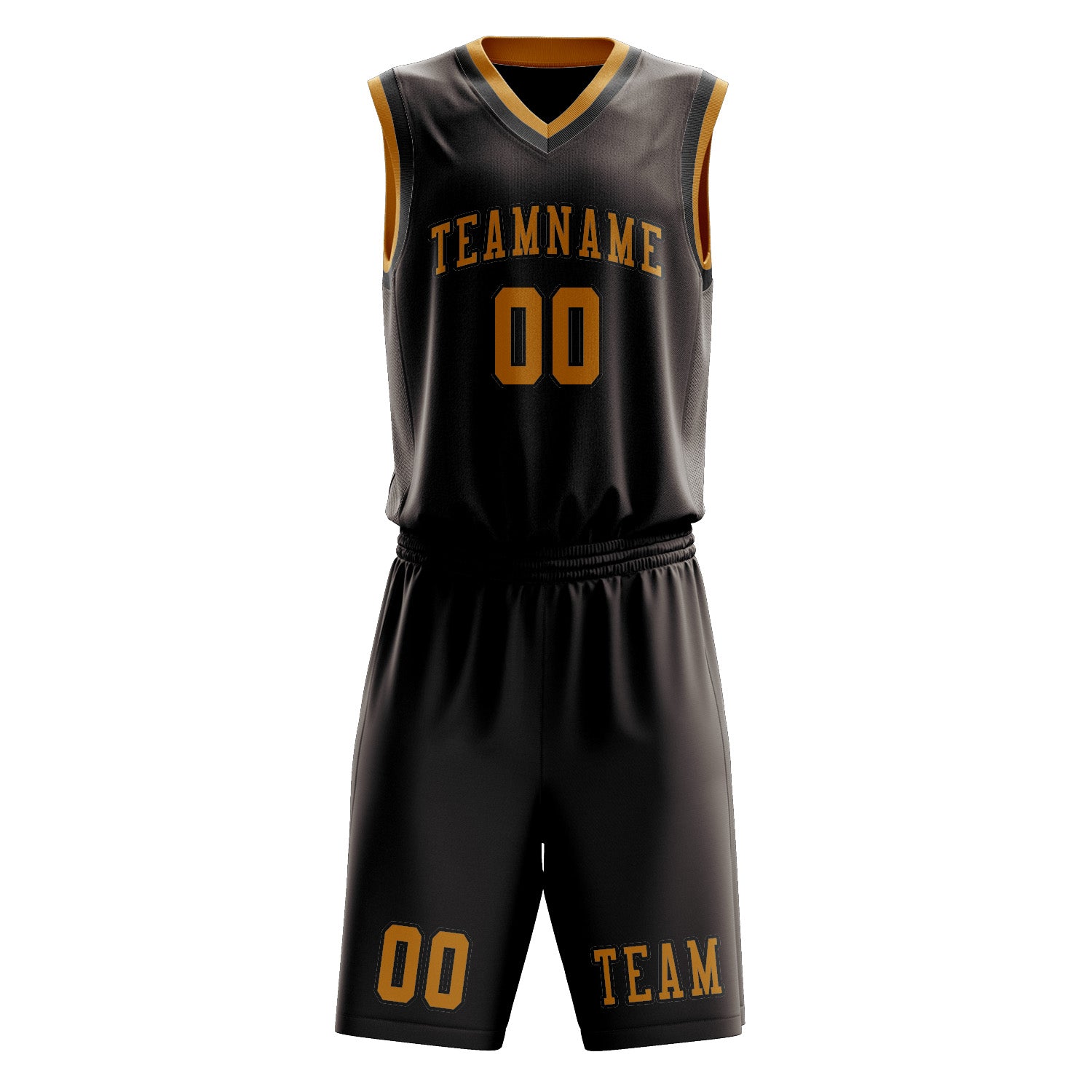 Benutzerdefiniertes Professionelles Braun Gelb Basketballtrikot-Set