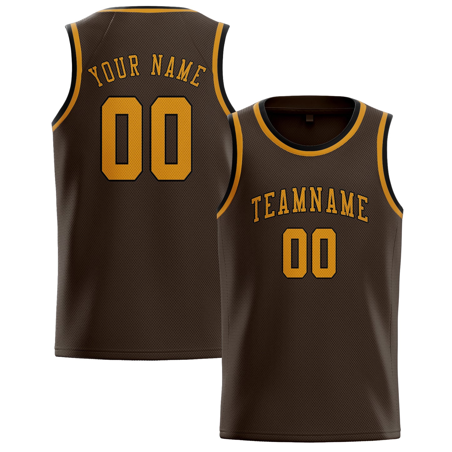 Benutzerdefiniertes Professionelles Braun Gelb Basketballtrikot