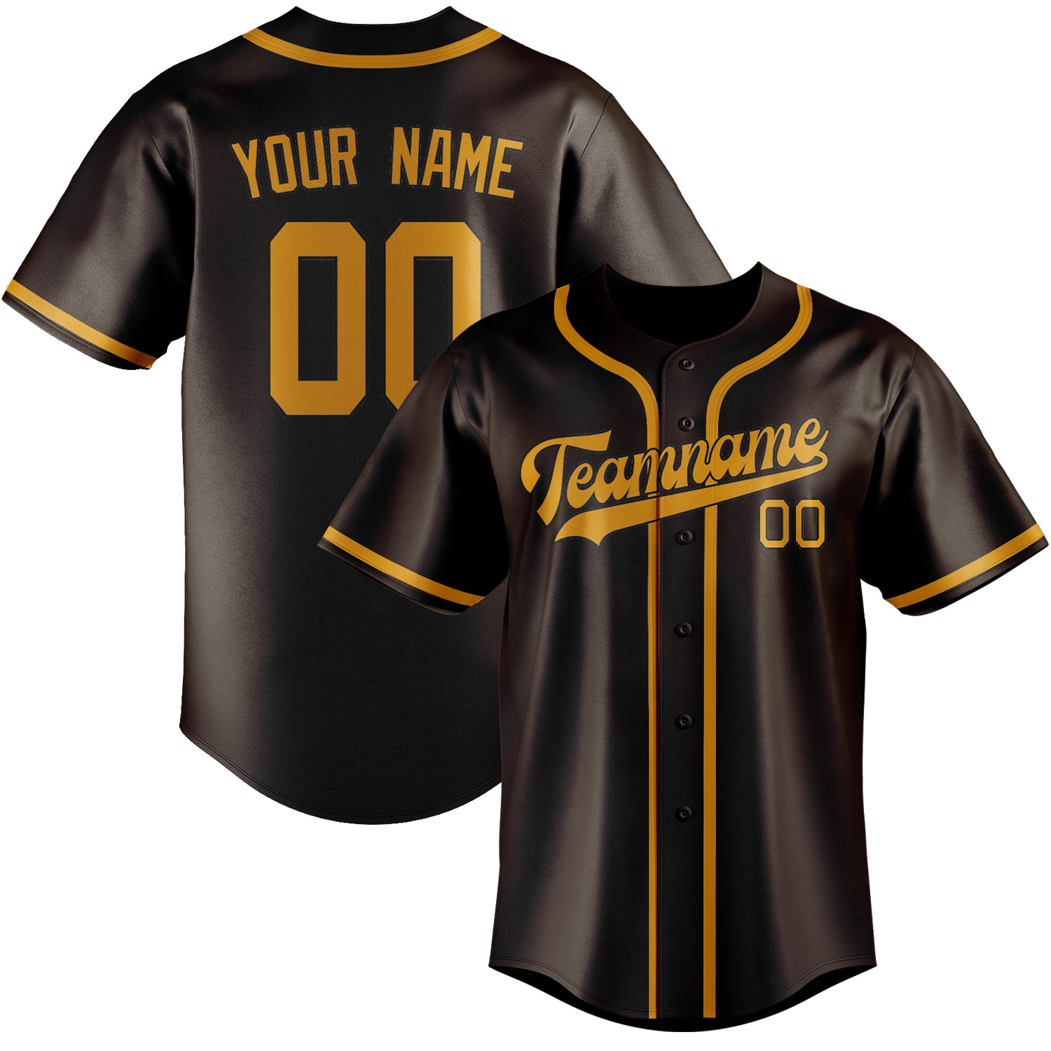 Benutzerdefiniertes Professionelles Braun Gelb Baseballtrikot