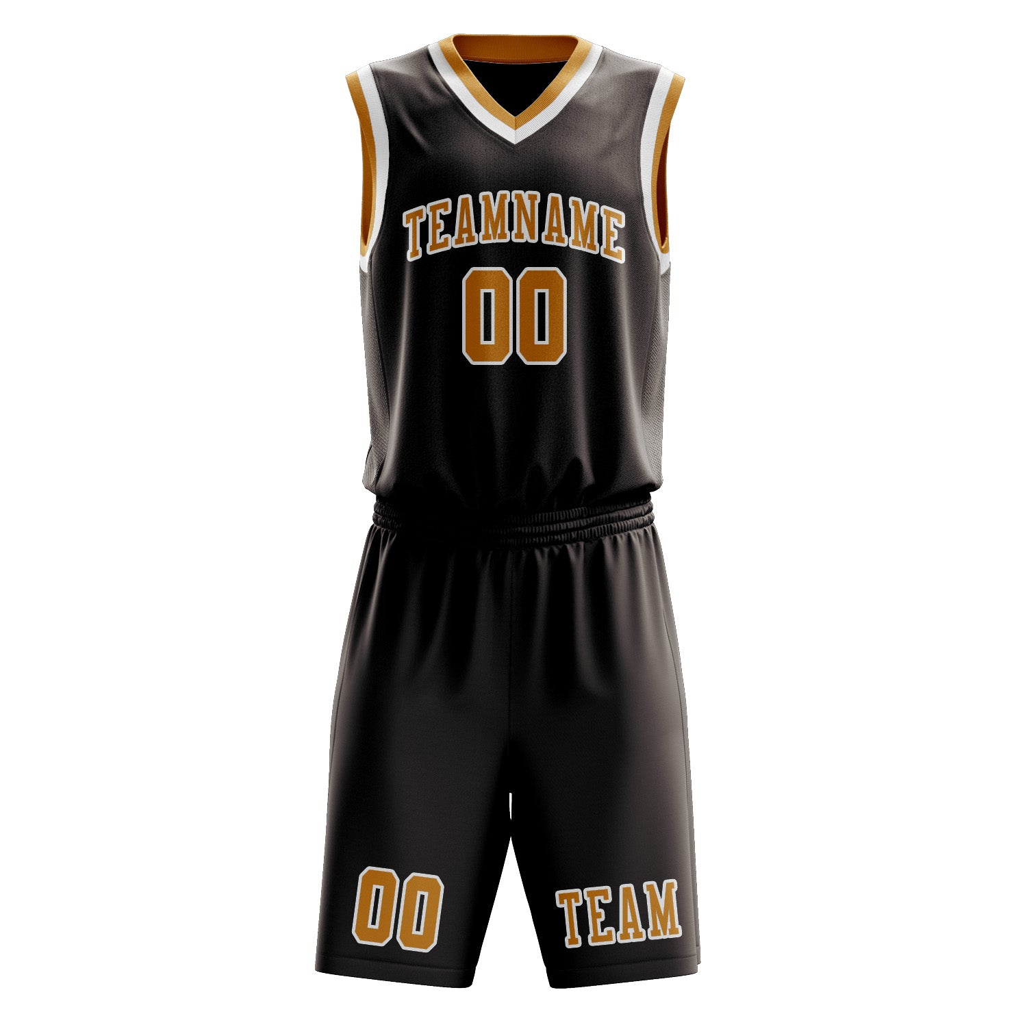 Benutzerdefiniertes Professionelles Braun Gelb Basketballtrikot-Set