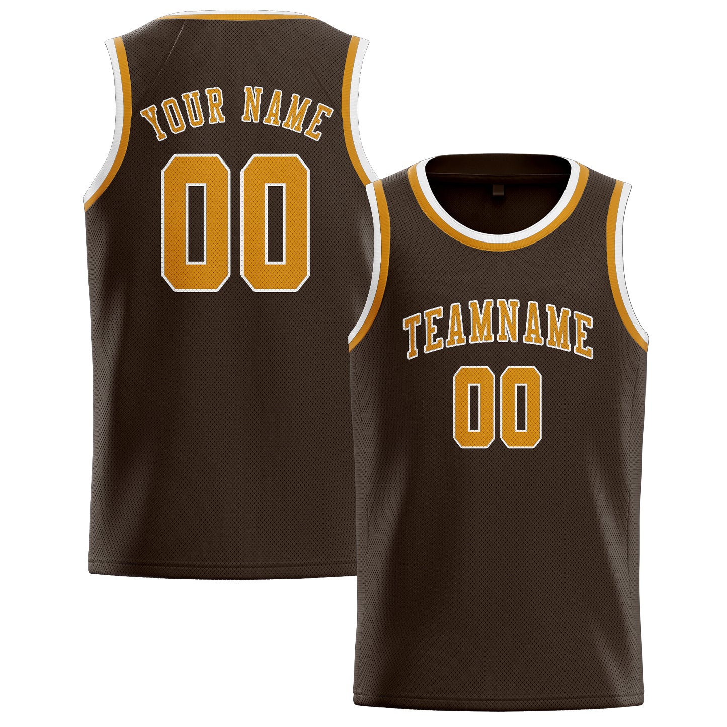Benutzerdefiniertes Professionelles Braun Gelb Basketballtrikot