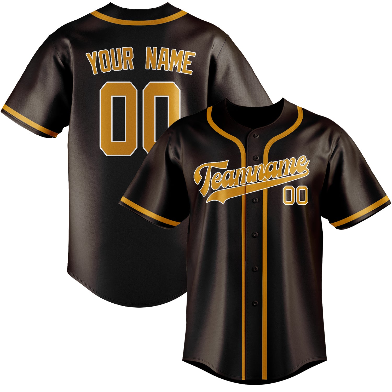Benutzerdefiniertes Professionelles Braun Gelb Baseballtrikot