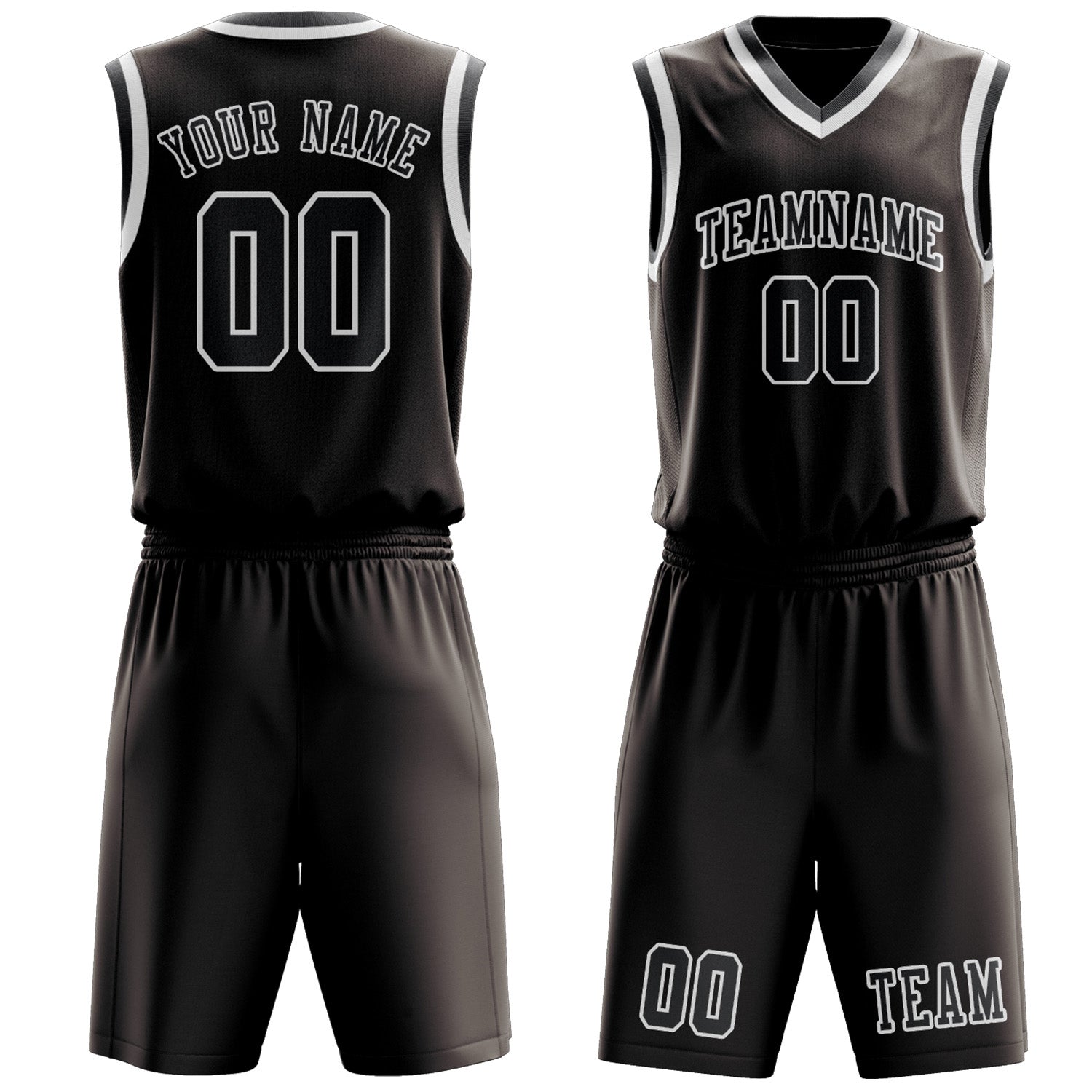 Benutzerdefiniertes Professionelles Braun Dunkelgrau Basketballtrikot-Set