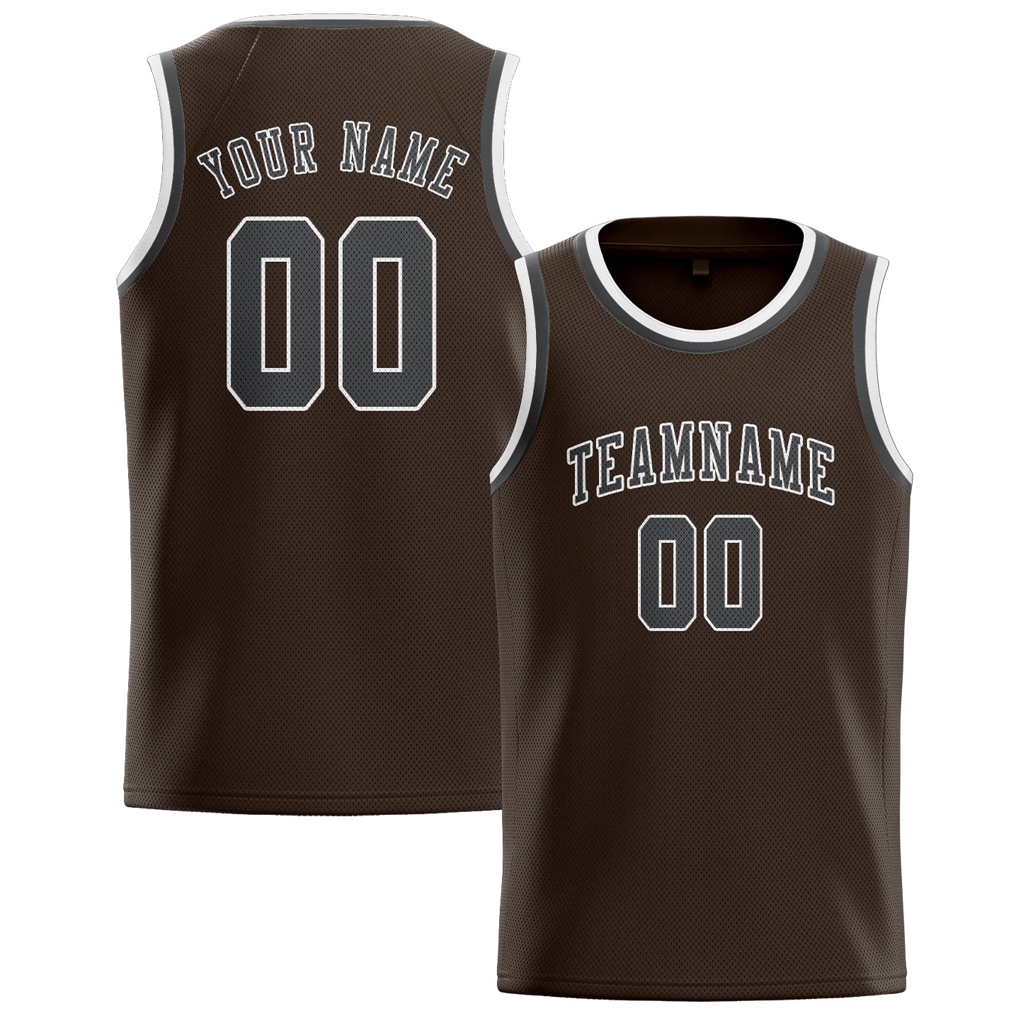 Benutzerdefiniertes Professionelles Braun Dunkelgrau Basketballtrikot