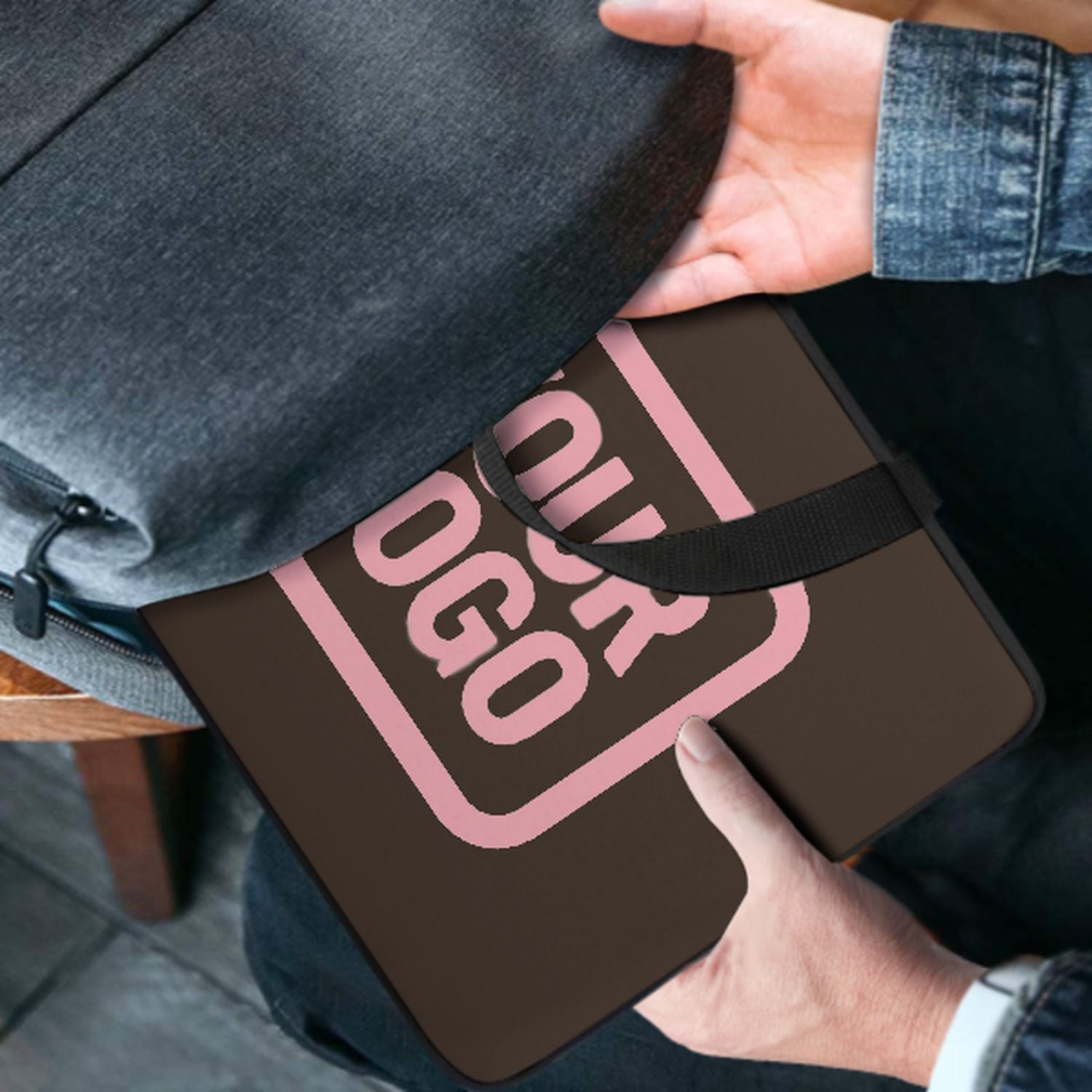 Maßgeschneidertes Braun Light Pink Laptop Tasche