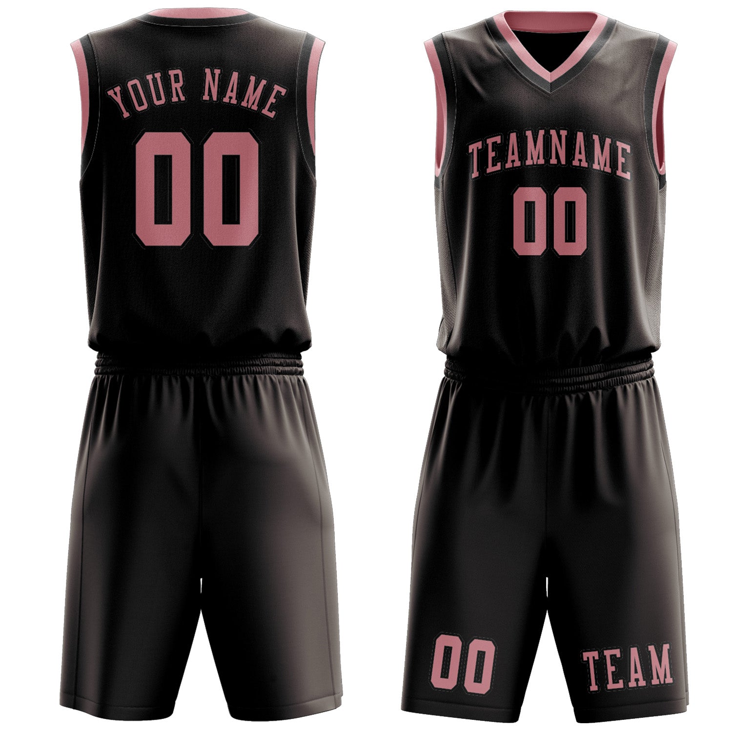 Benutzerdefiniertes Professionelles Braun Rosa Basketballtrikot-Set
