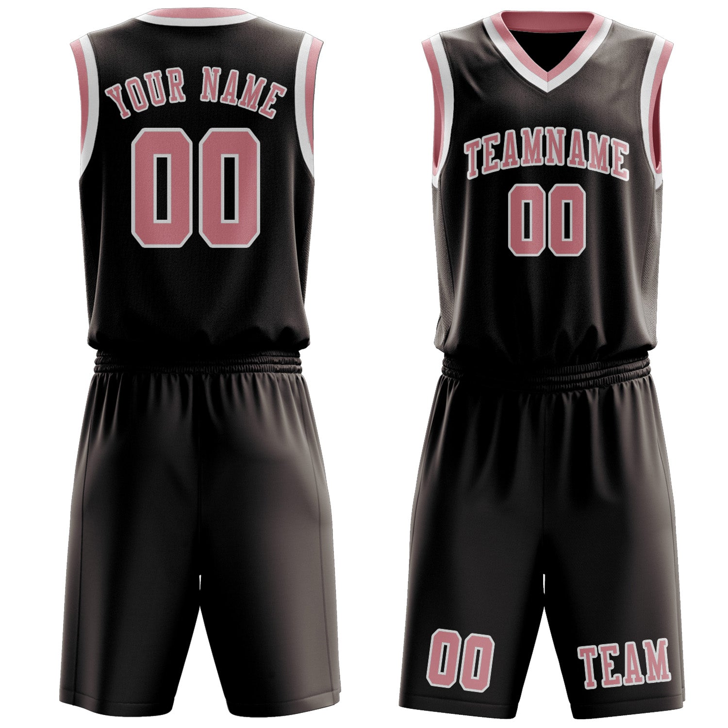 Benutzerdefiniertes Professionelles Braun Rosa Basketballtrikot-Set