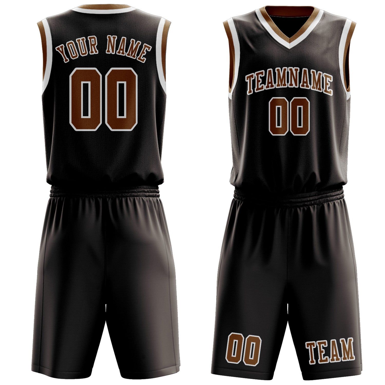 Benutzerdefiniertes Professionelles Braun Khaki Basketballtrikot-Set