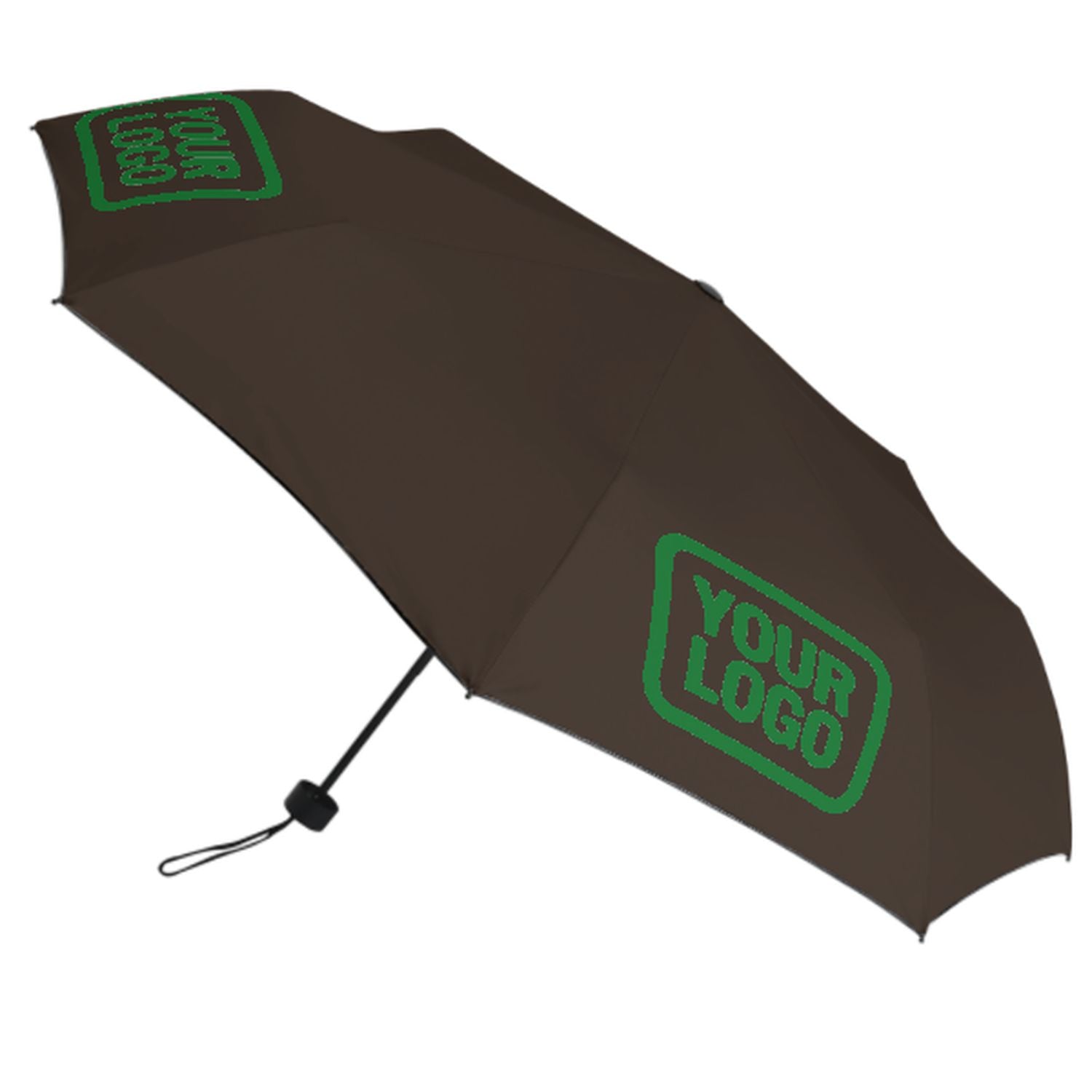 Maßgeschneidertes Braun Smaragdgrün Automatik-Regenschirm