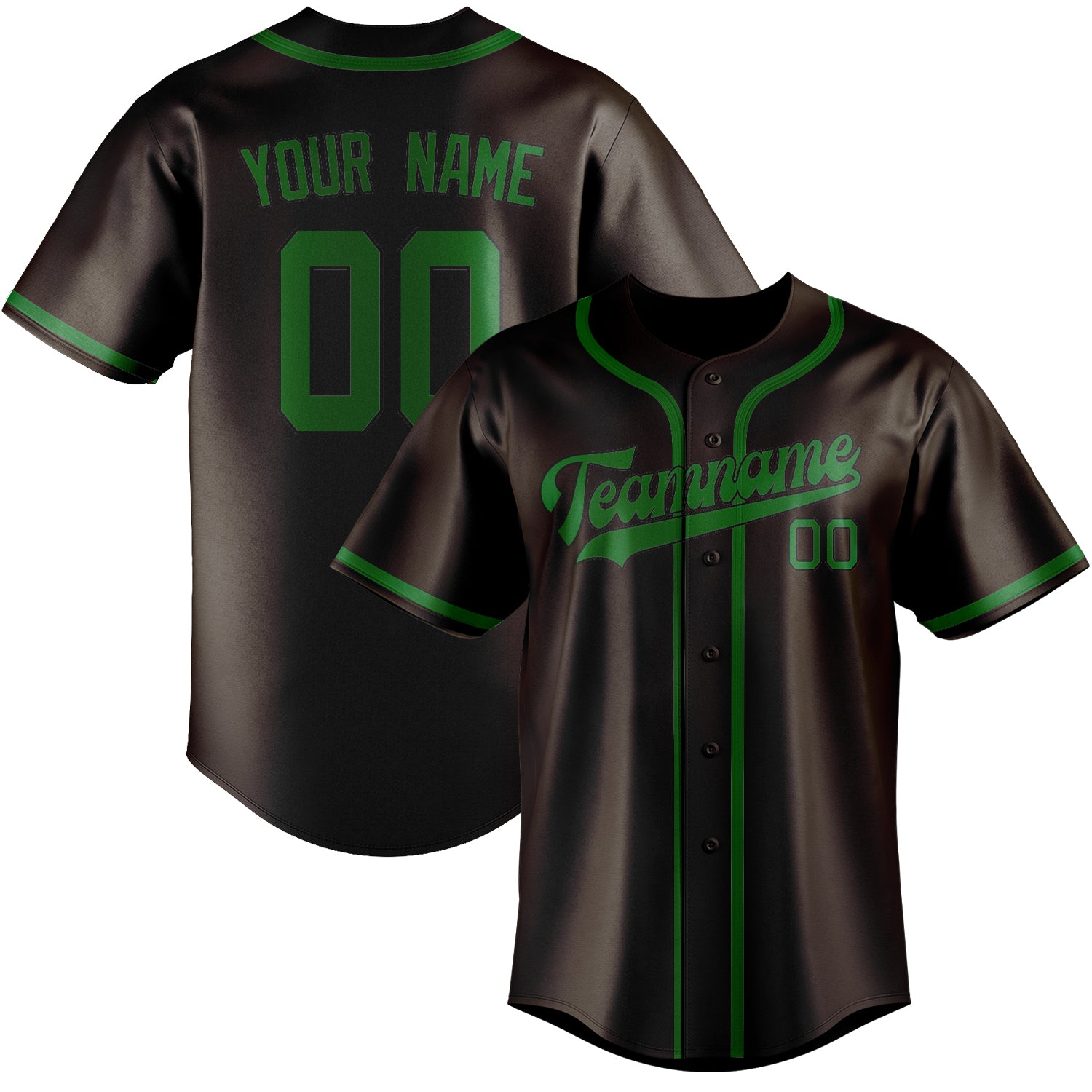 Benutzerdefiniertes Professionelles Braun Smaragdgrün Baseballtrikot