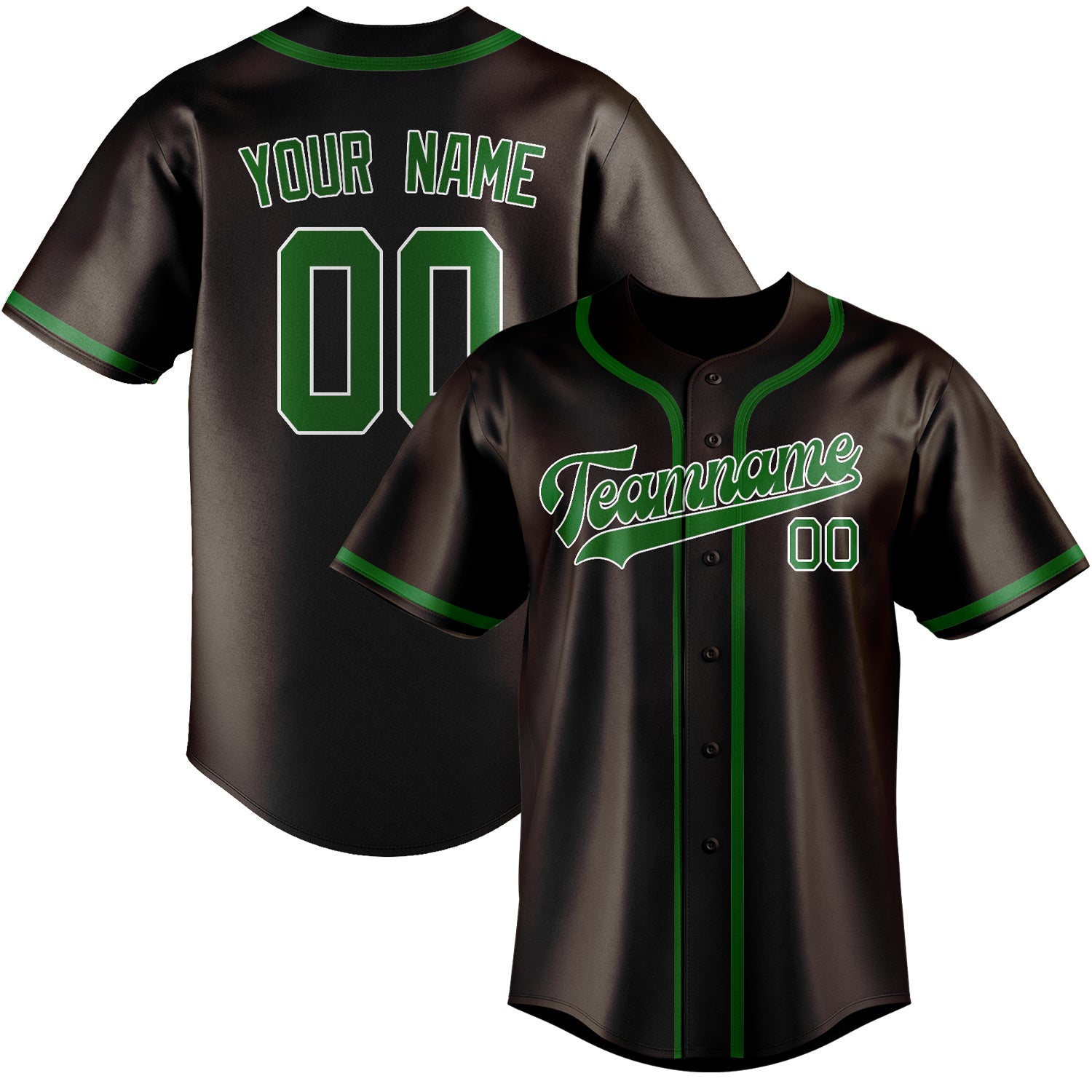 Benutzerdefiniertes Professionelles Braun Smaragdgrün Baseballtrikot