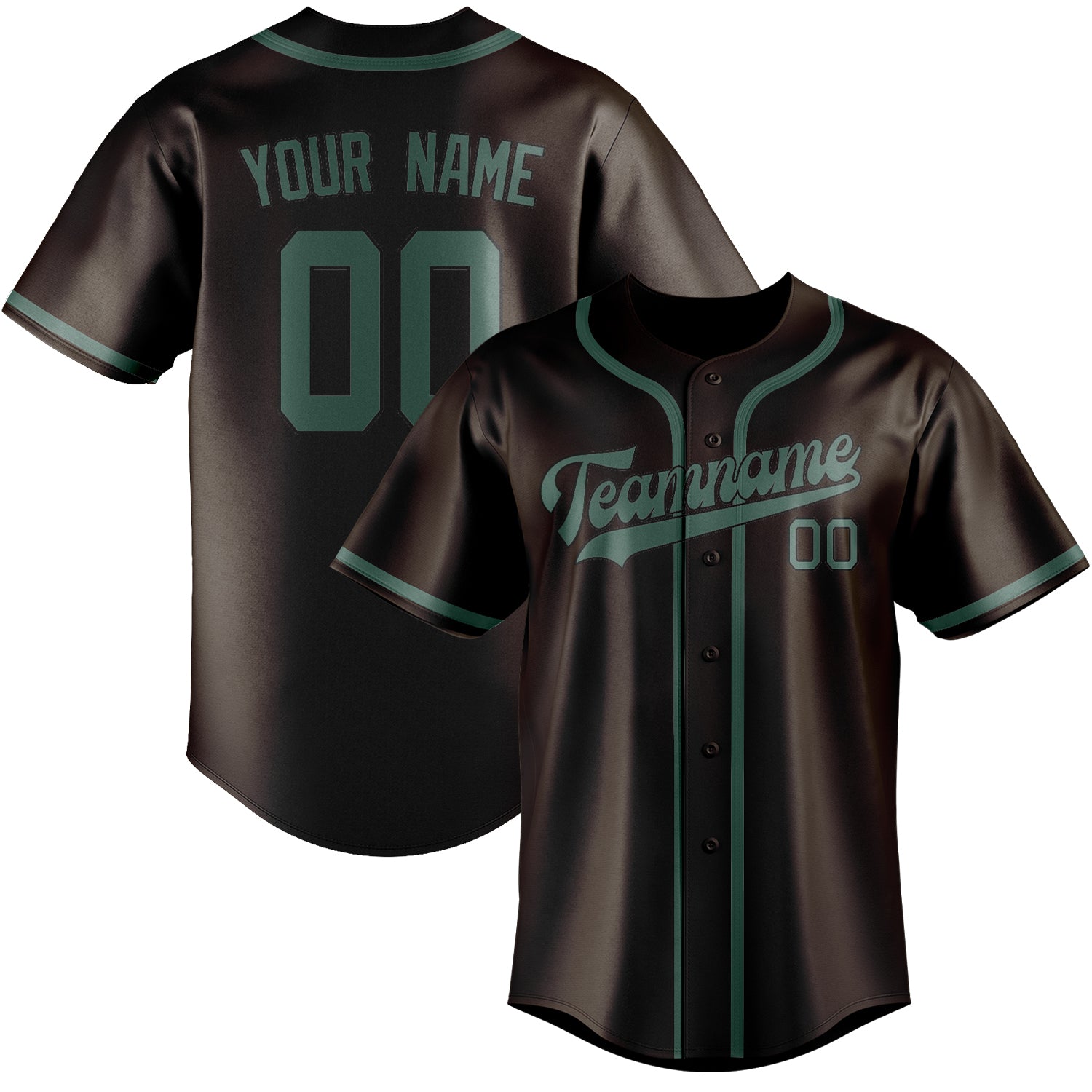 Benutzerdefiniertes Professionelles Braun Blaugrün Baseballtrikot