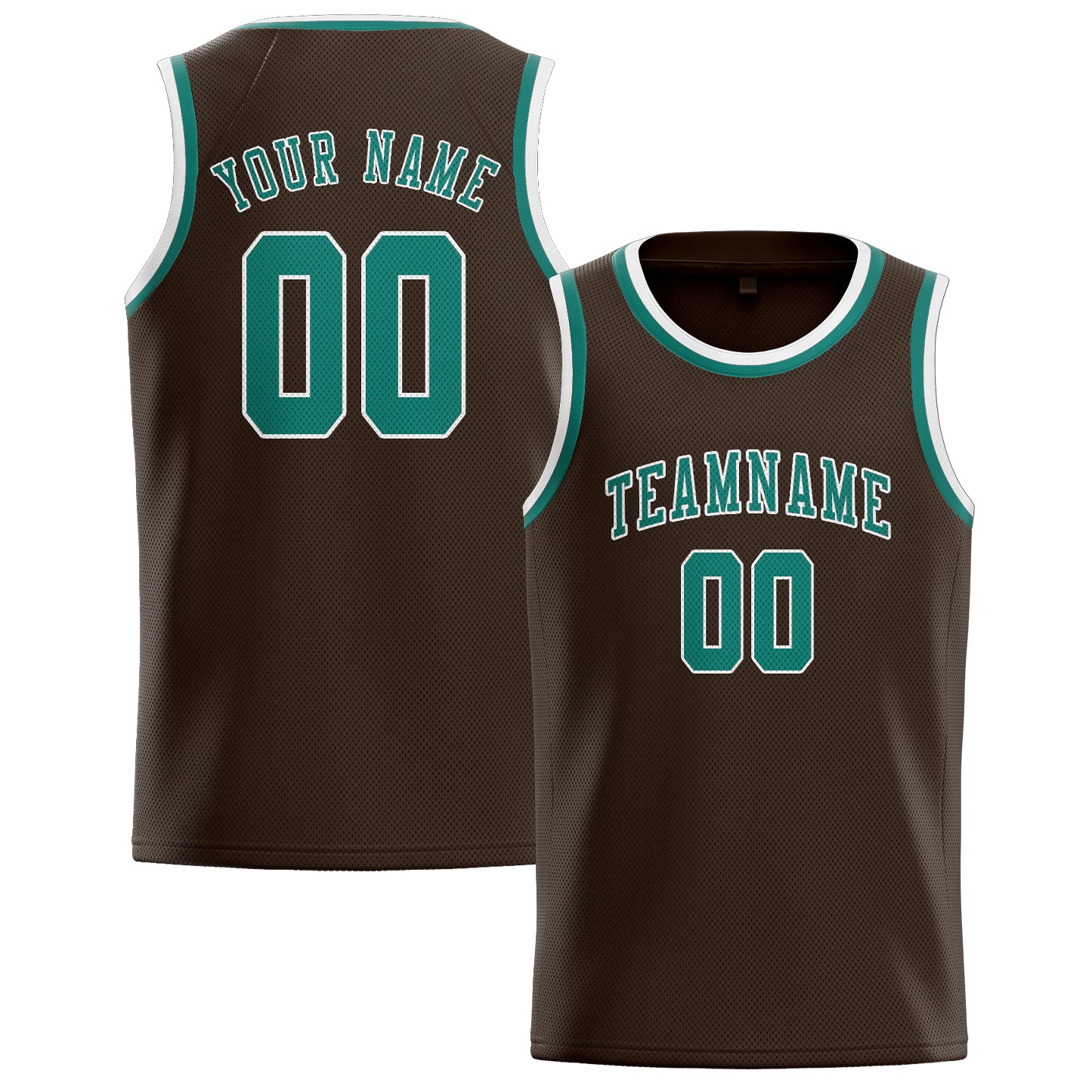 Benutzerdefiniertes Professionelles Braun Blaugrün Basketballtrikot