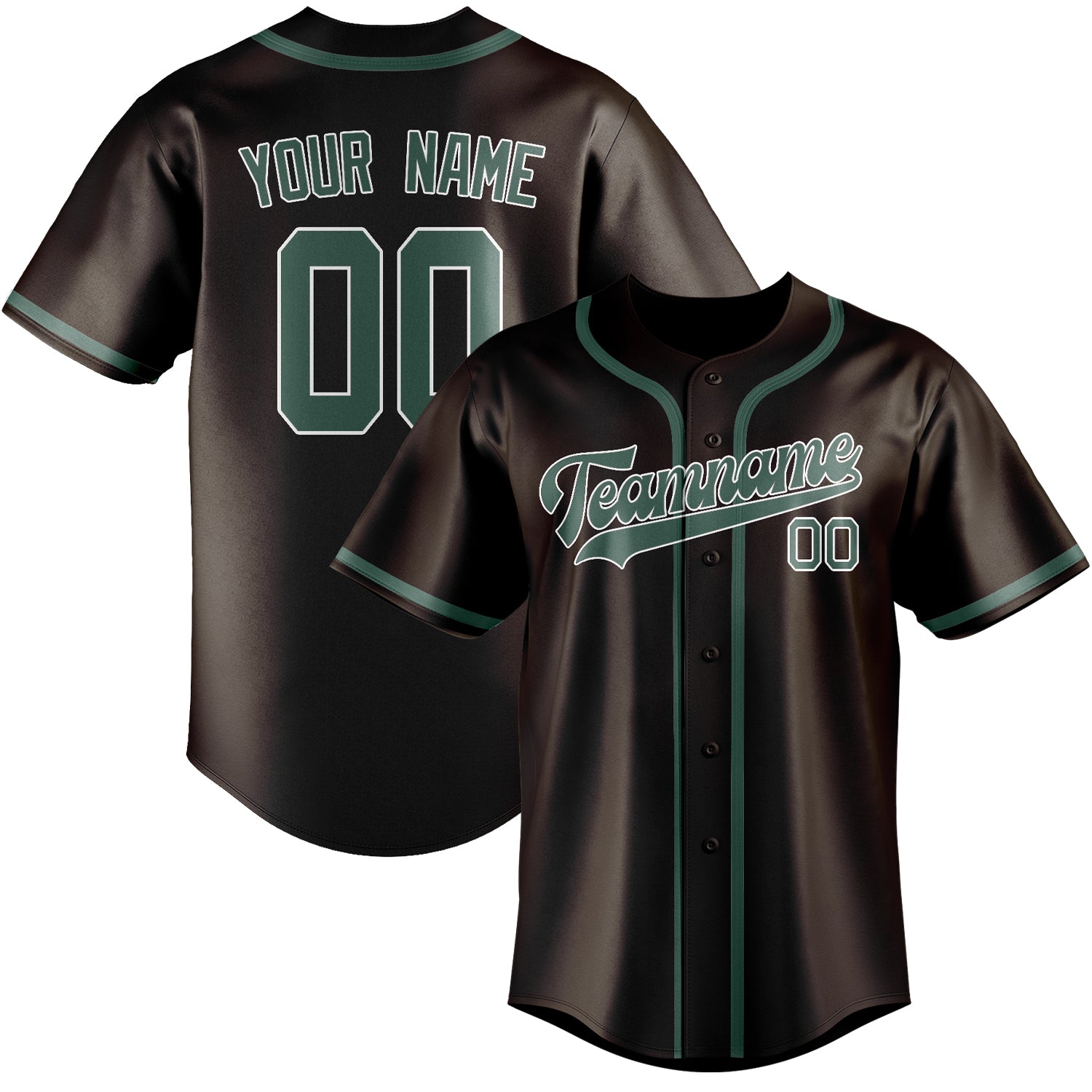 Benutzerdefiniertes Professionelles Braun Blaugrün Baseballtrikot