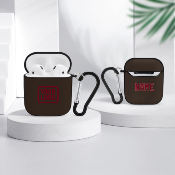 Maßgeschneidertes Braun Karmesinrot AirPods-Hülle