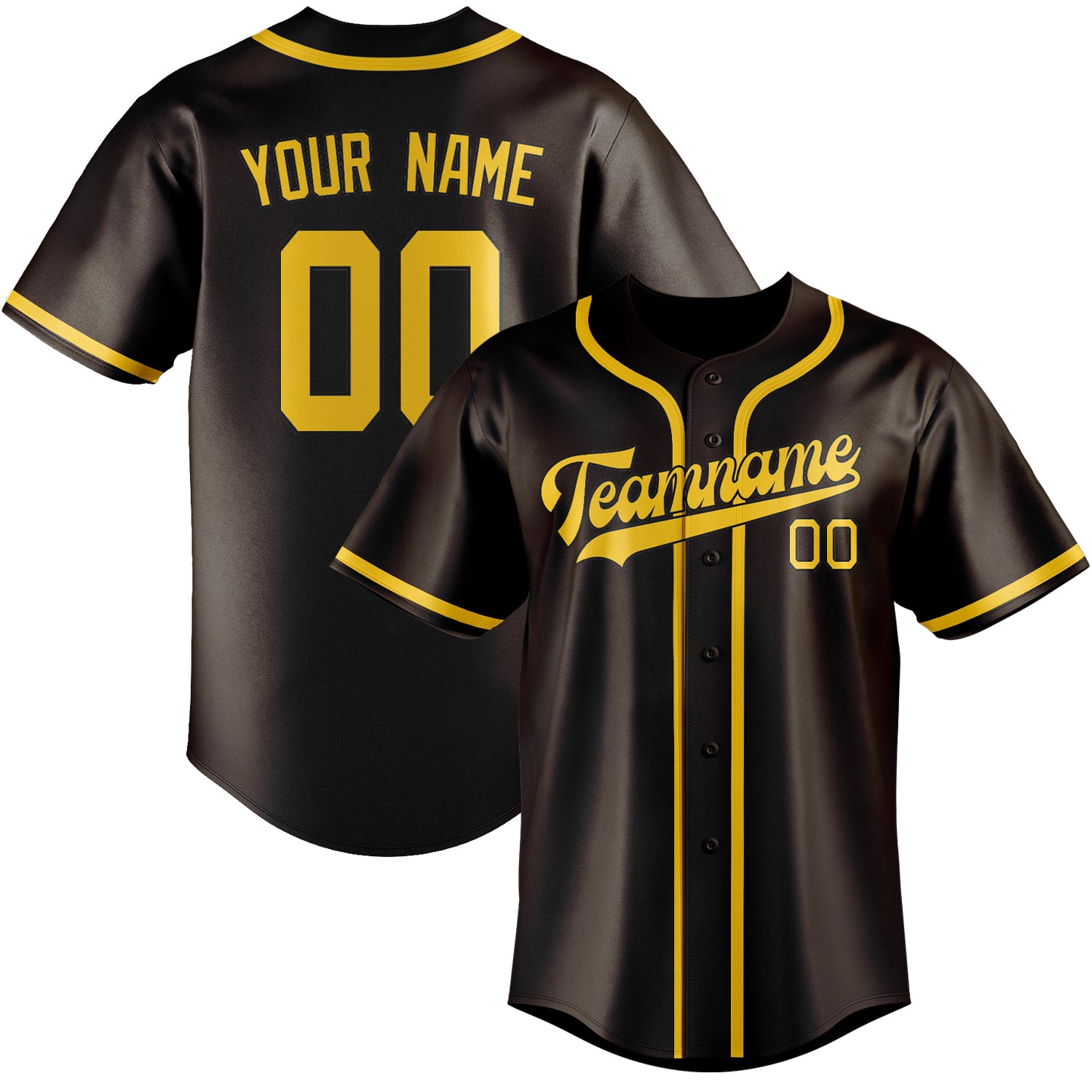 Benutzerdefiniertes Professionelles Braun Gold Baseballtrikot