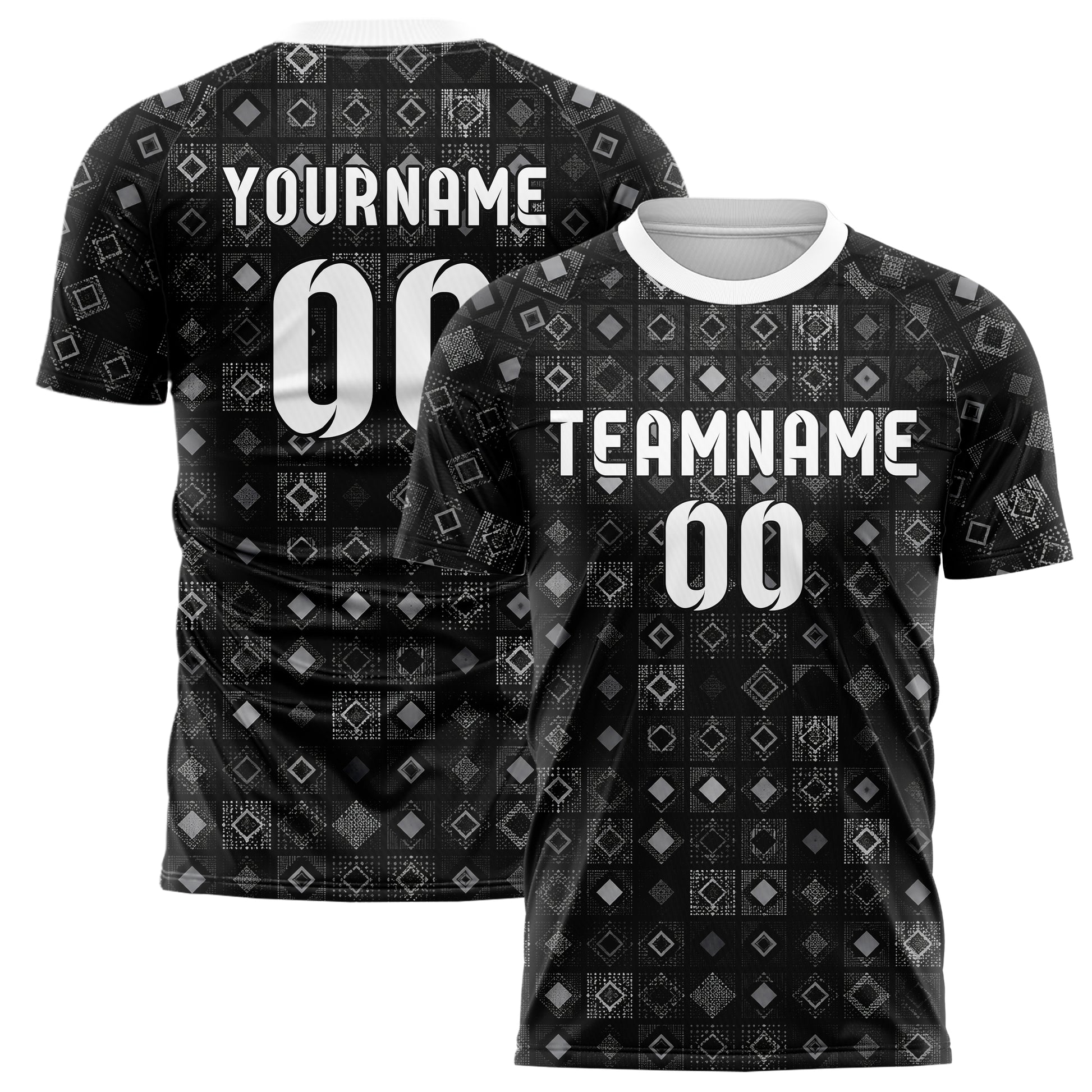 Schwarz klassisches Rauten Square Grid Design 01-0309 individuelles Fußballtrikot main