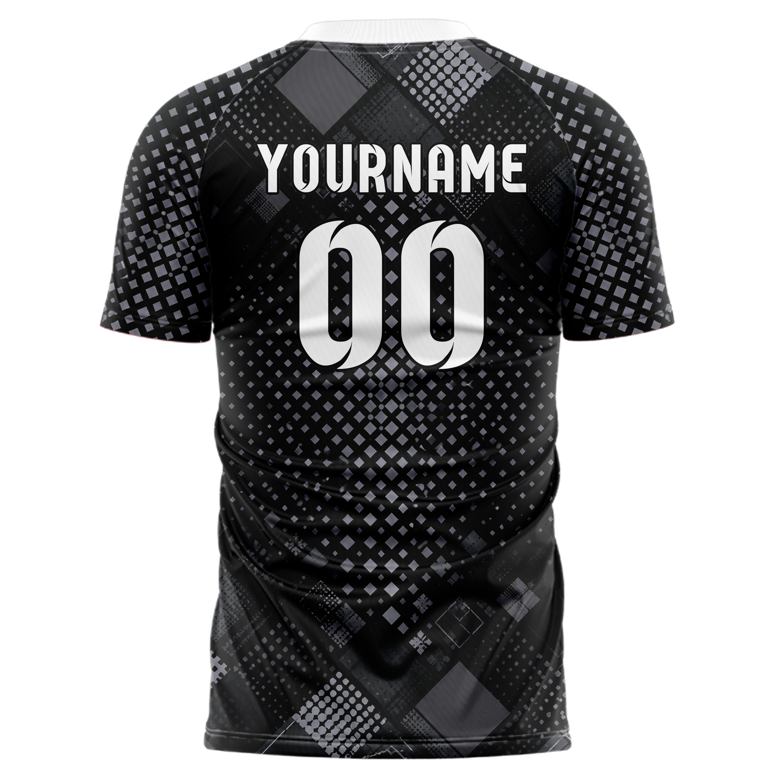 Schwarz klassisches Rauten radialer Center Fade Design 01-0393 individuelles Fußballtrikot back
