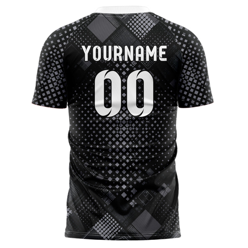 Schwarz klassisches Rauten radialer Center Fade Design 01-0393 individuelles Fußballtrikot back