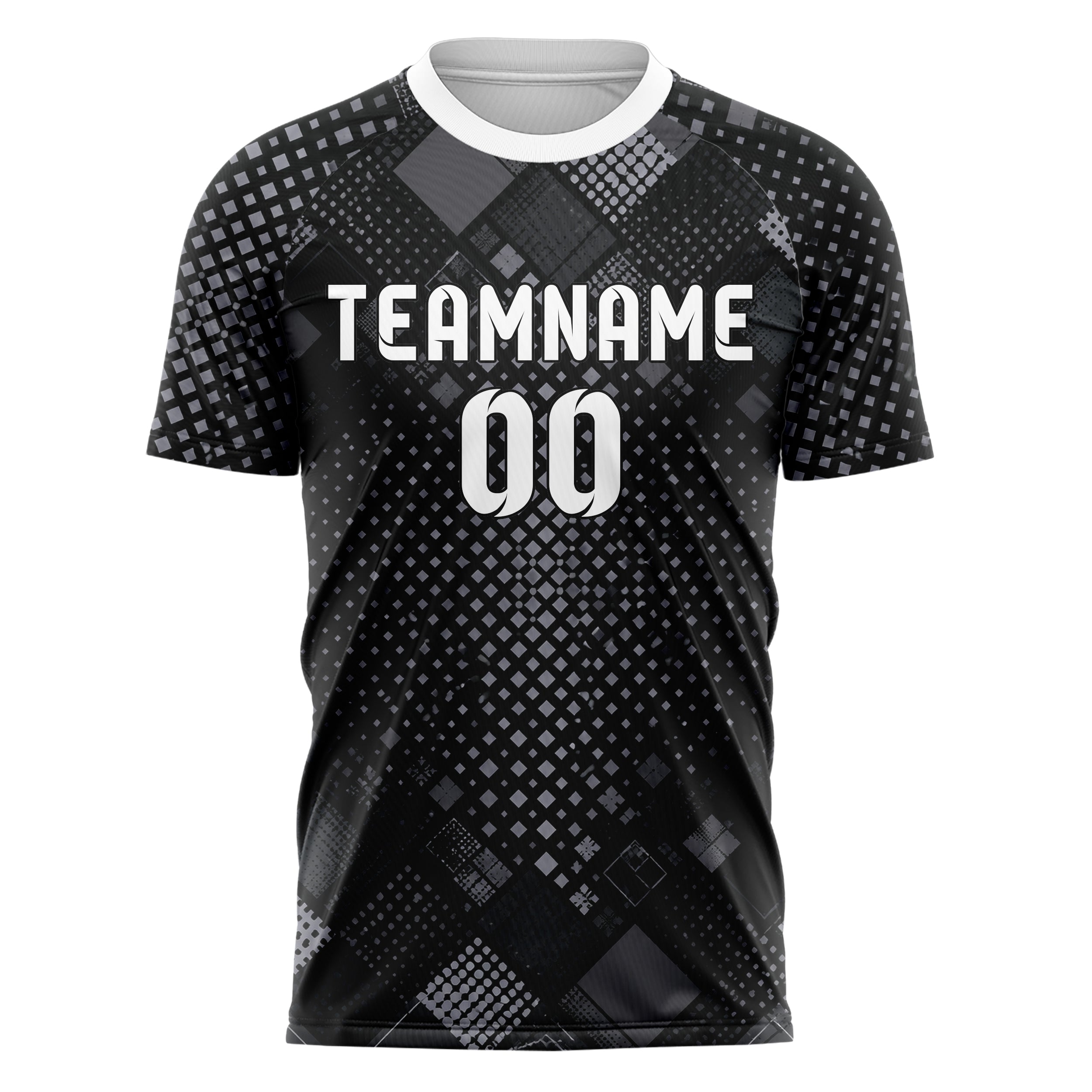 Schwarz klassisches Rauten radialer Center Fade Design 01-0393 individuelles Fußballtrikot front