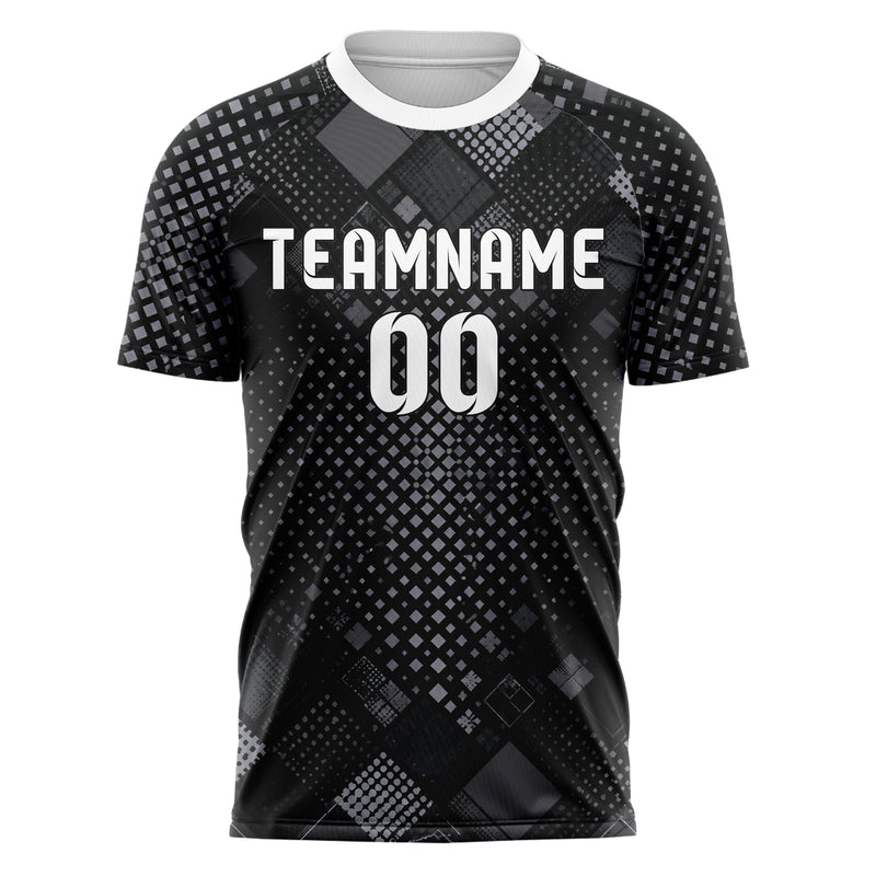 Schwarz klassisches Rauten radialer Center Fade Design 01-0393 individuelles Fußballtrikot front