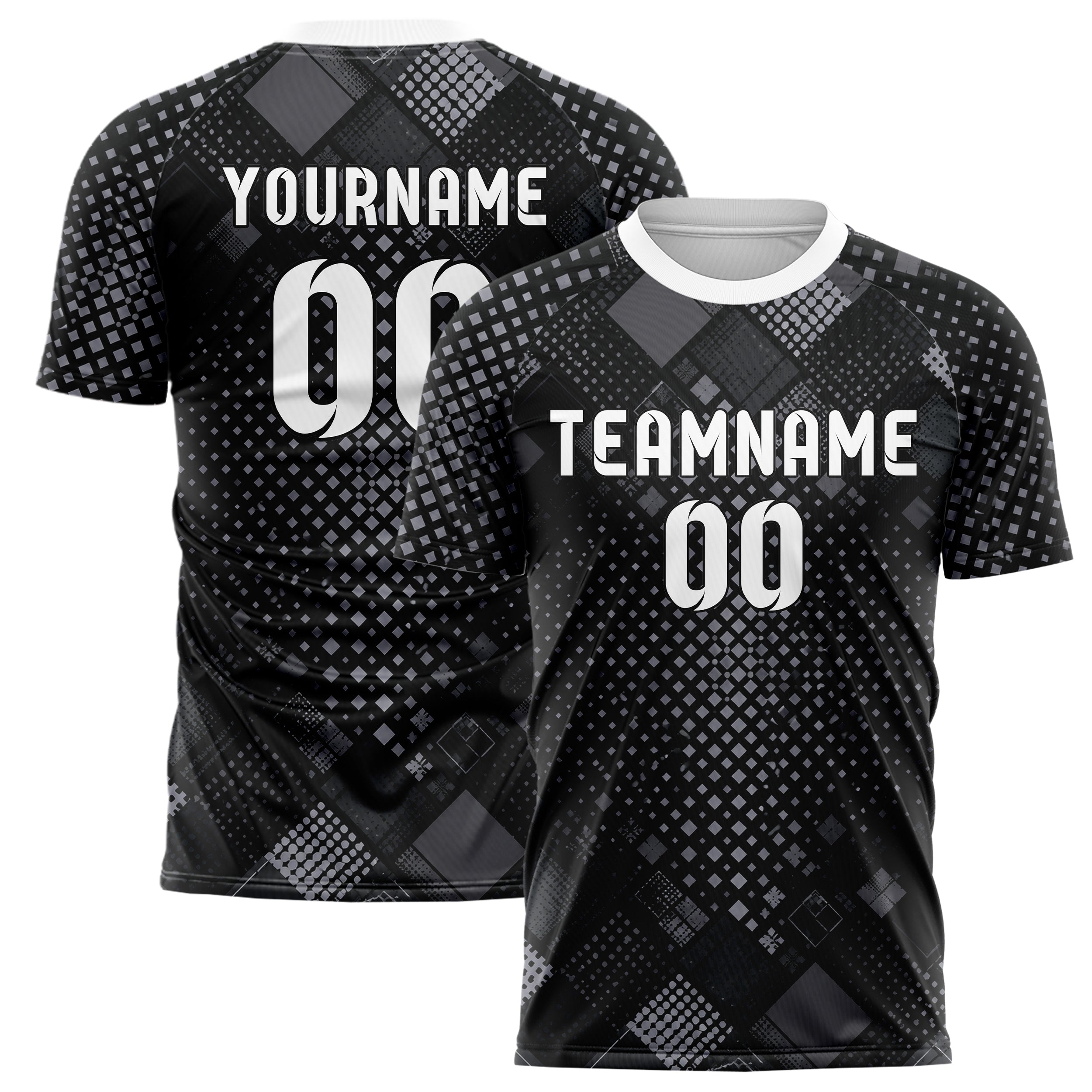 Schwarz klassisches Rauten radialer Center Fade Design 01-0393 individuelles Fußballtrikot main
