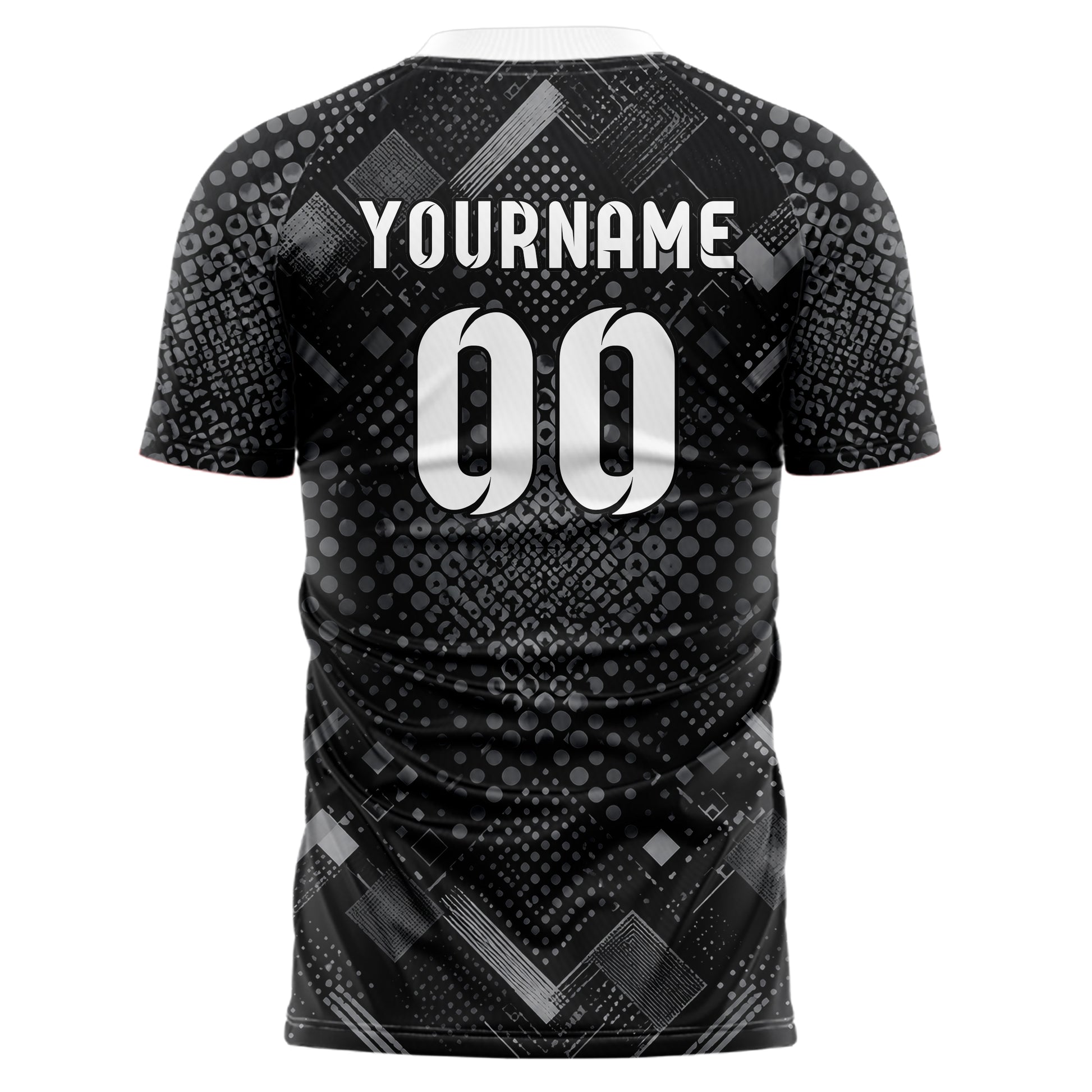 Schwarz klassisches Rauten radialer Center Fade Design 01-0465 individuelles Fußballtrikot back