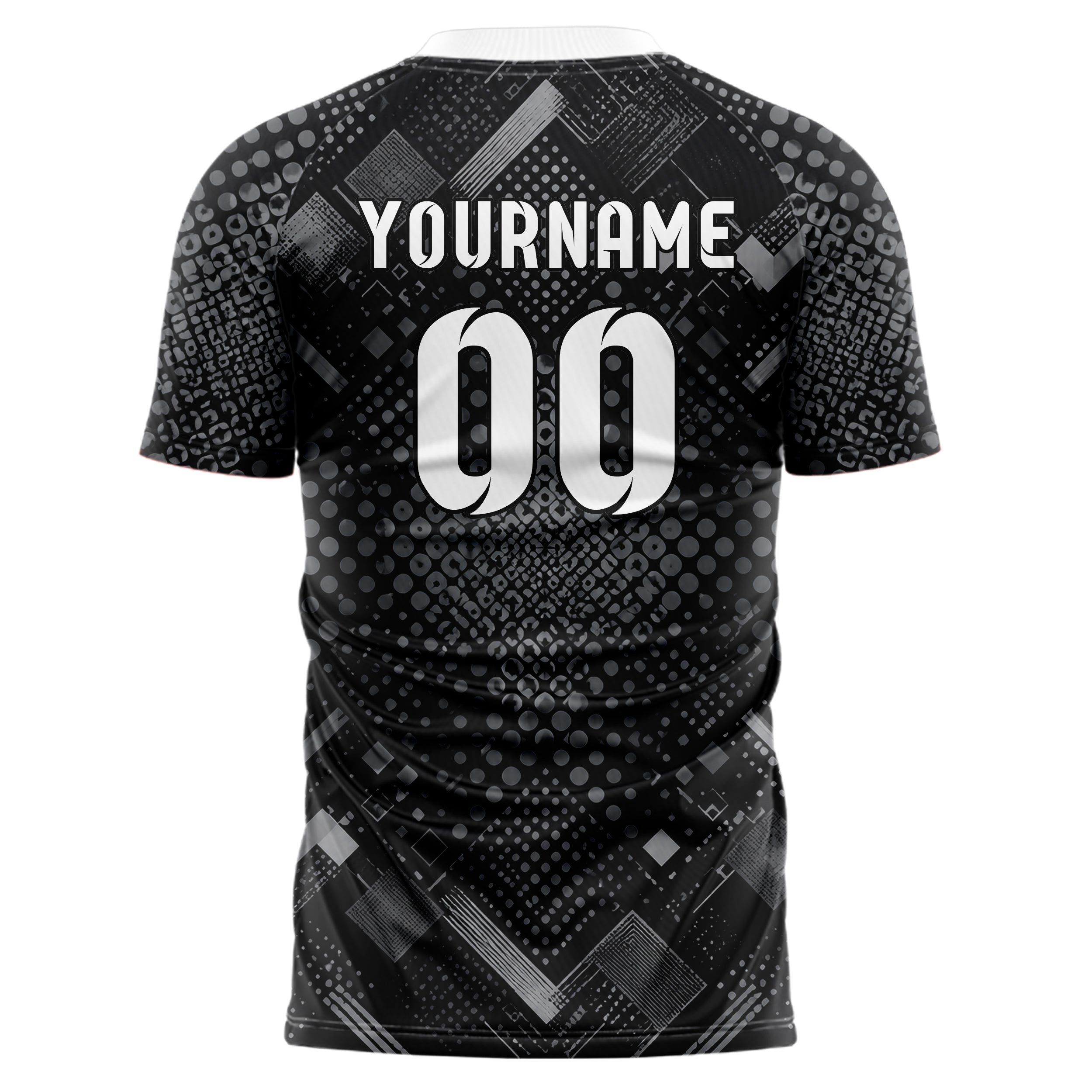 Schwarz klassisches Rauten radialer Center Fade Design 01-0465 individuelles Fußballtrikot back