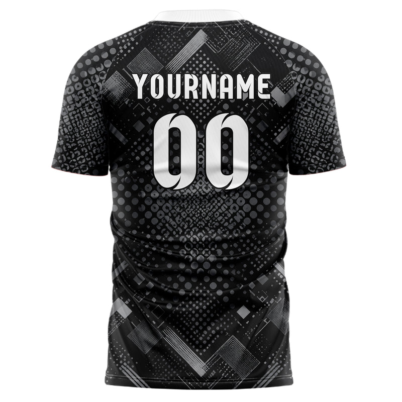 Schwarz klassisches Rauten radialer Center Fade Design 01-0465 individuelles Fußballtrikot back