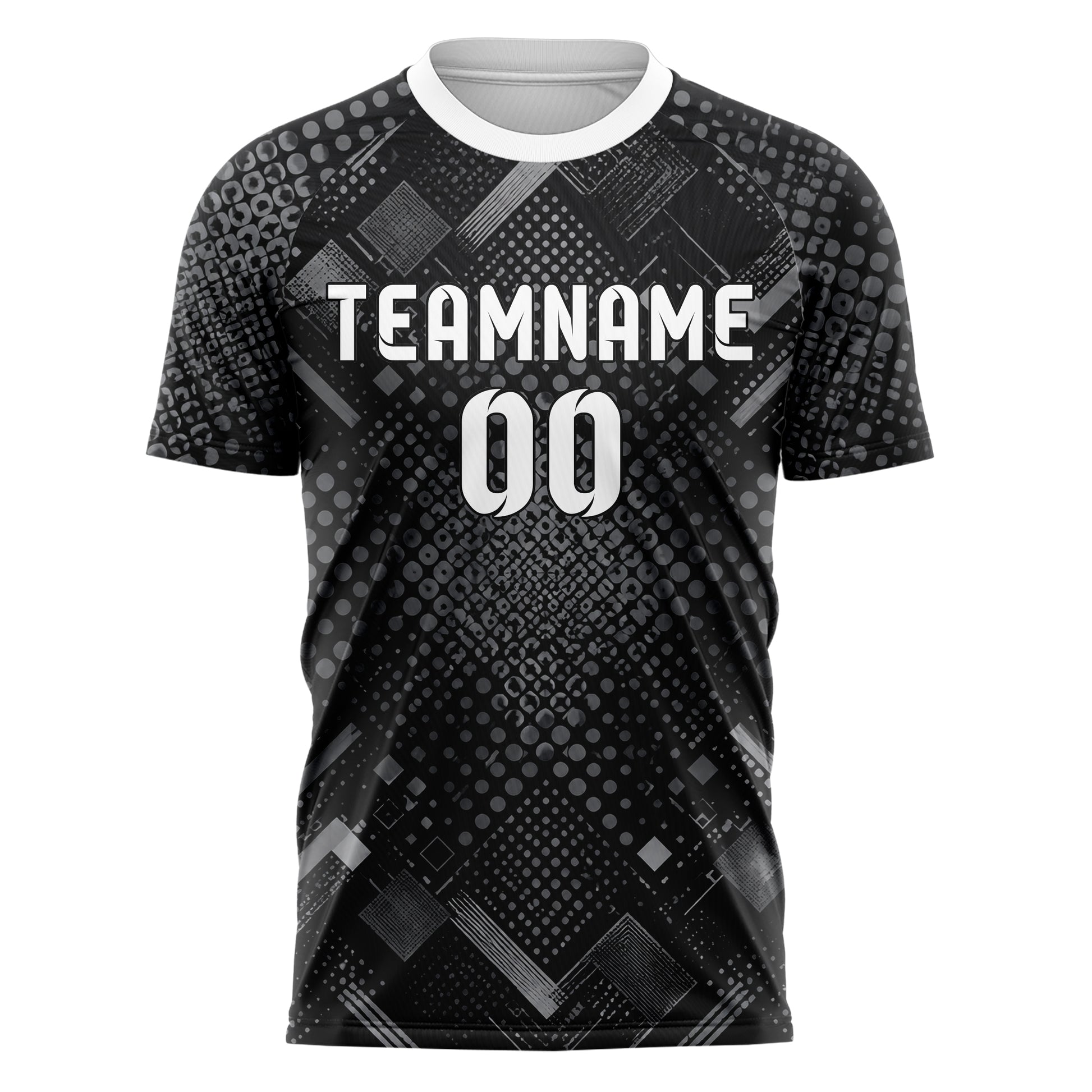 Schwarz klassisches Rauten radialer Center Fade Design 01-0465 individuelles Fußballtrikot front