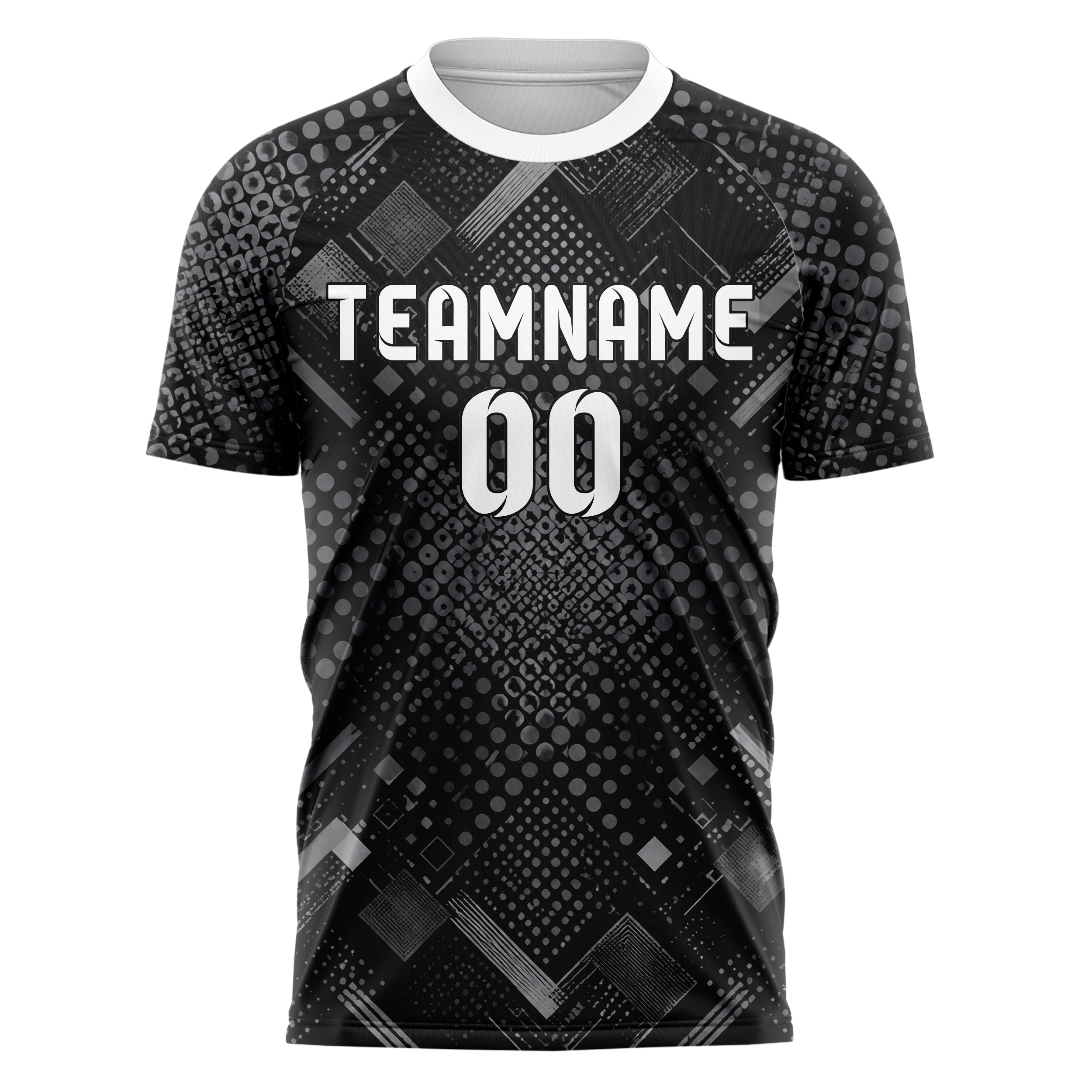 Schwarz klassisches Rauten radialer Center Fade Design 01-0465 individuelles Fußballtrikot front