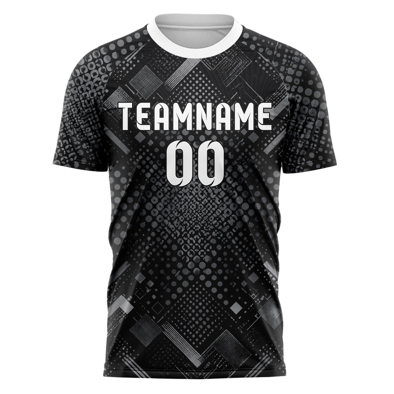 Schwarz klassisches Rauten radialer Center Fade Design 01-0465 individuelles Fußballtrikot front