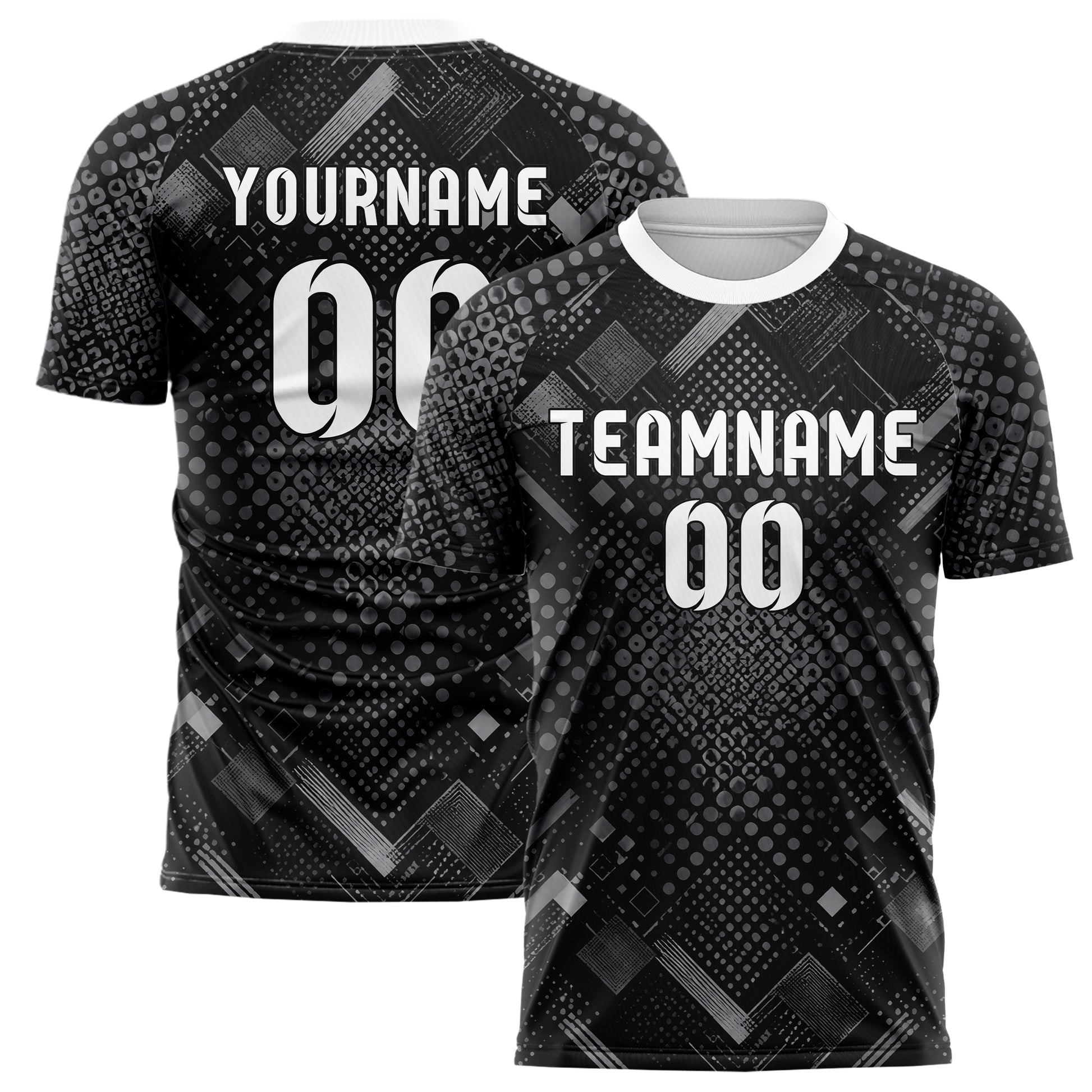 Schwarz klassisches Rauten radialer Center Fade Design 01-0465 individuelles Fußballtrikot main