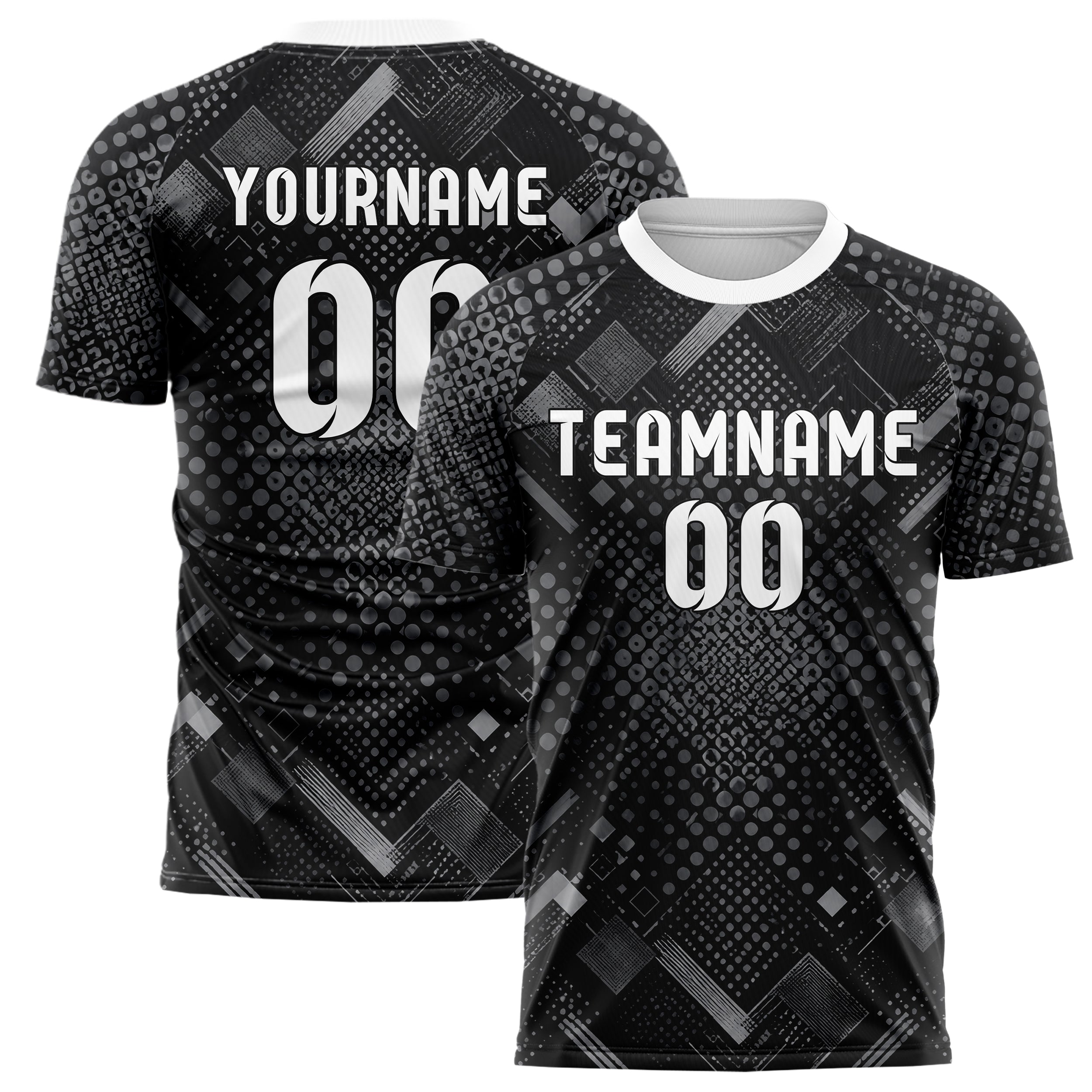 Schwarz klassisches Rauten radialer Center Fade Design 01-0465 individuelles Fußballtrikot main