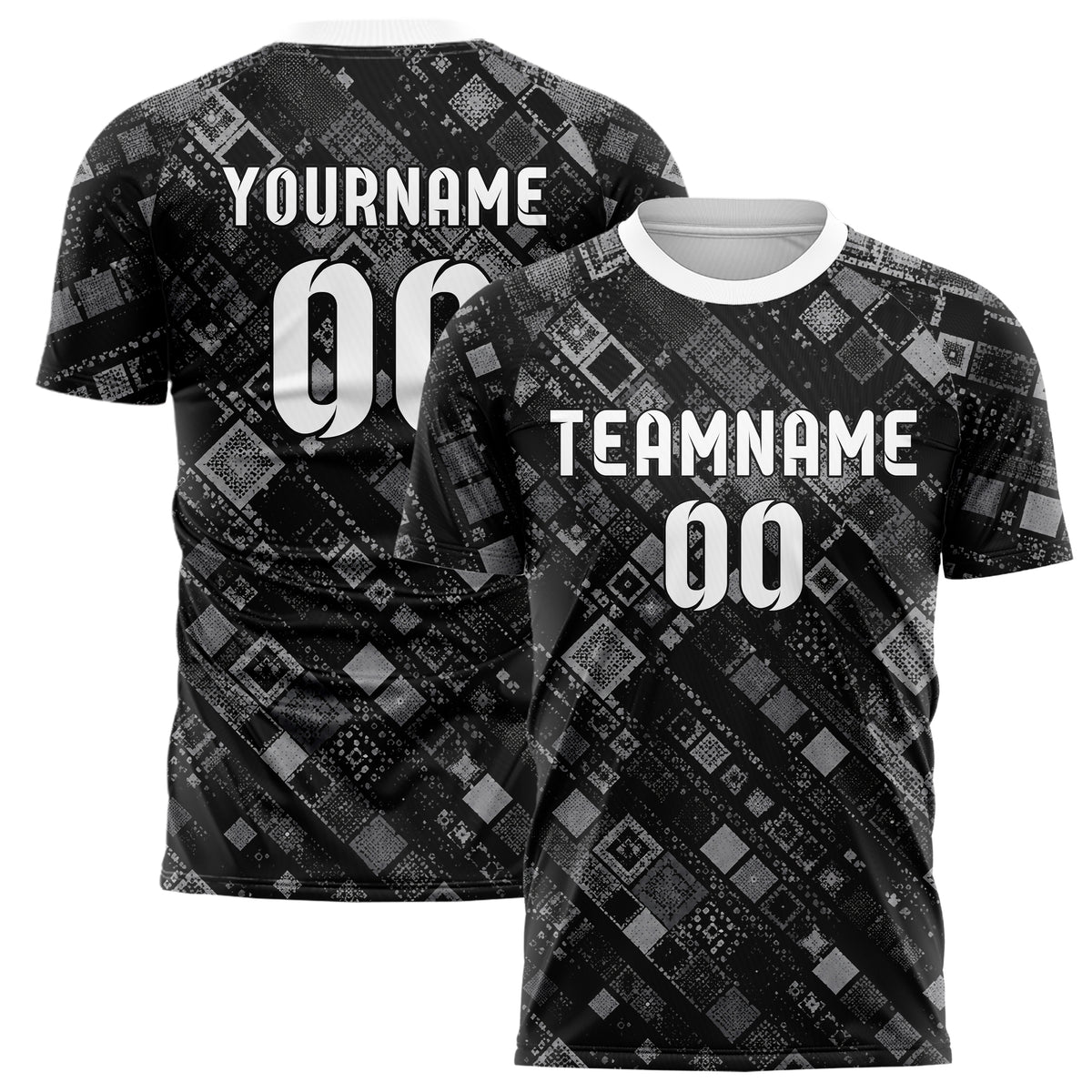 Schwarz klassisches Rauten diagonale Tessellation Design 01-0018 individuelles Fußballtrikot main