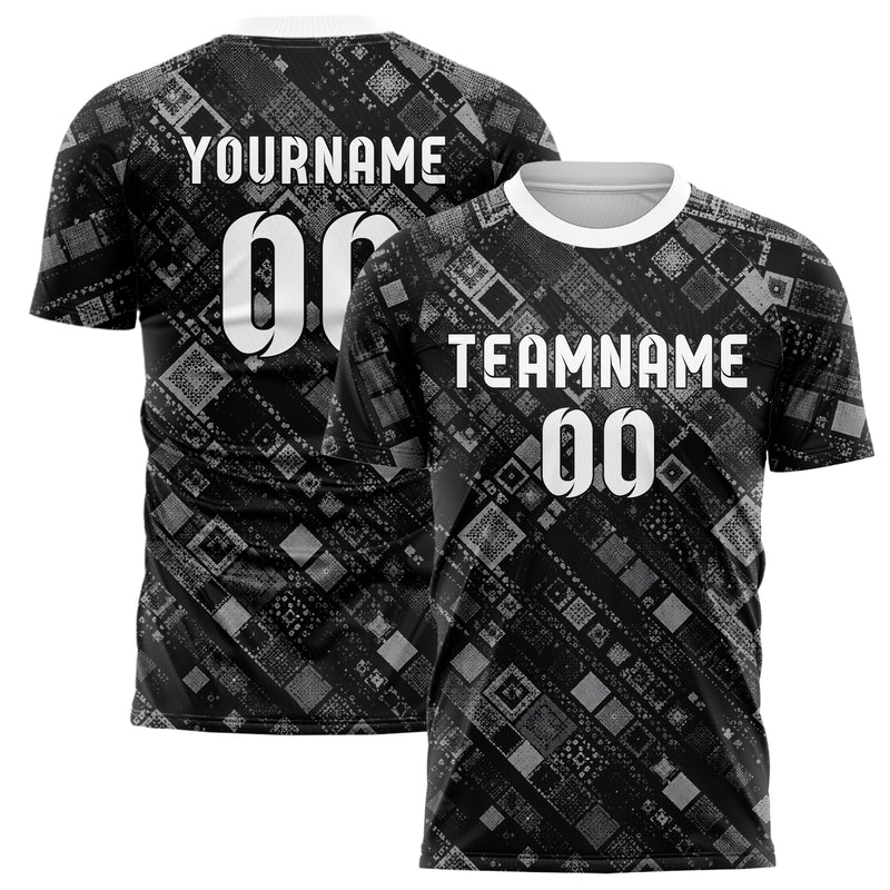 Schwarz klassisches Rauten diagonale Tessellation Design 01-0018 individuelles Fußballtrikot main