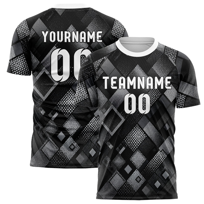Schwarz klassisches Rauten diagonale Tessellation Design 01-0114 individuelles Fußballtrikot main