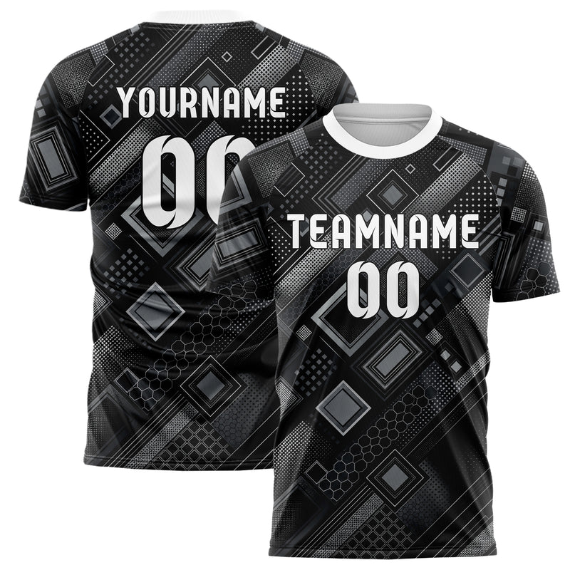 Schwarz klassisches Rauten diagonale Tessellation Design 01-0474 individuelles Fußballtrikot main